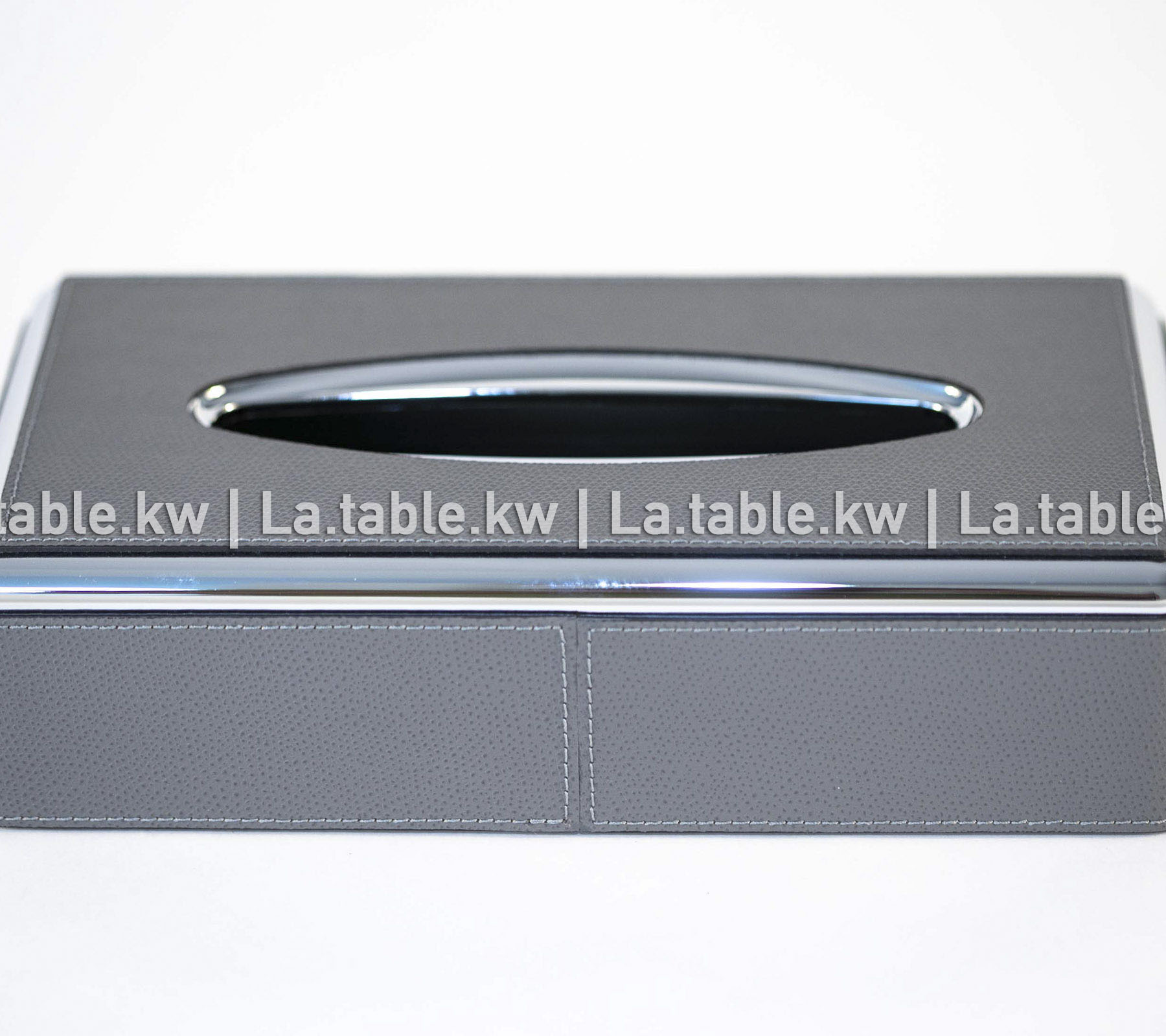 Dark Gray Leather Tissue Box