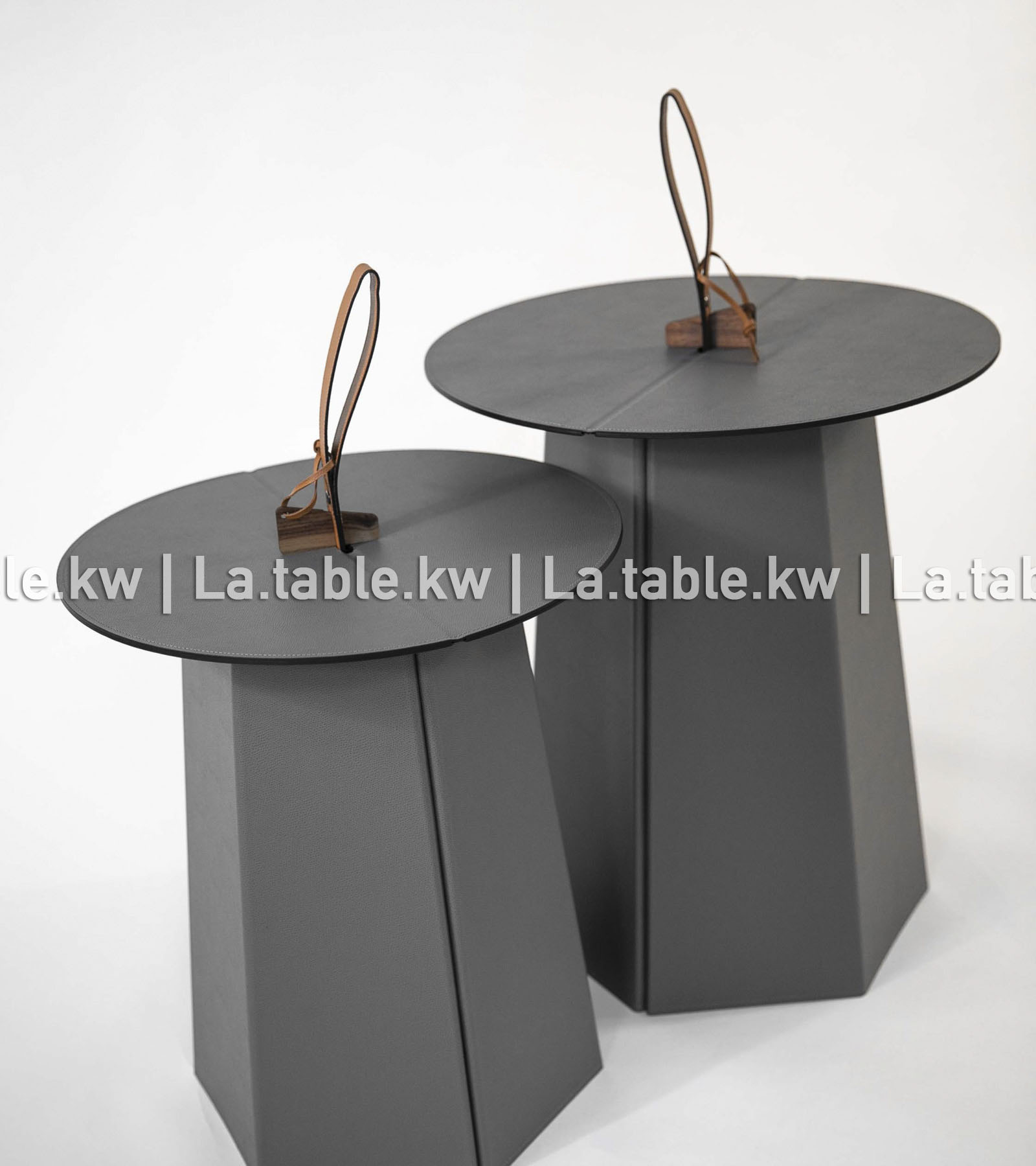Gray Leather Foldable Table