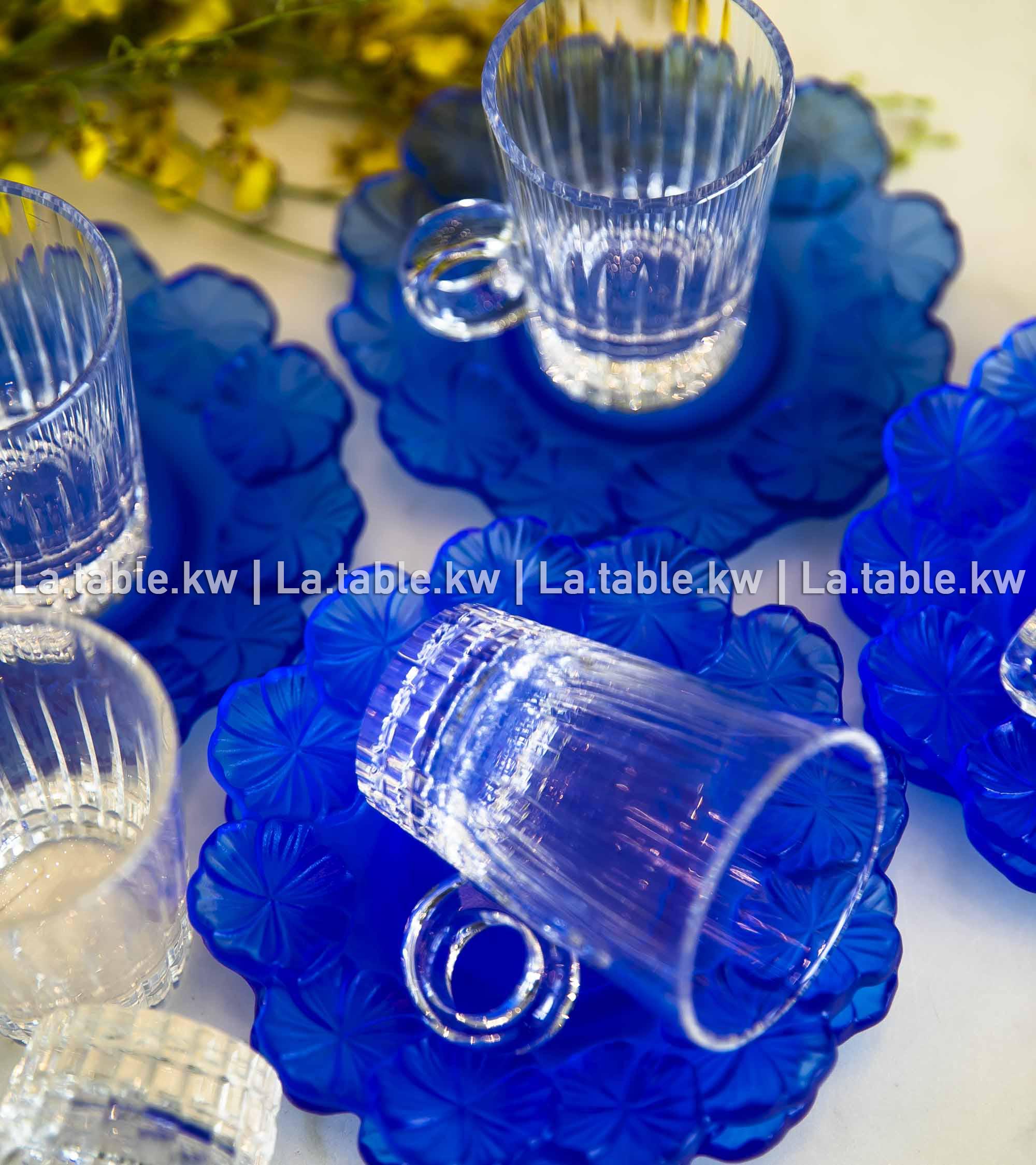 Royal Blue Crystal Petals Tea Set