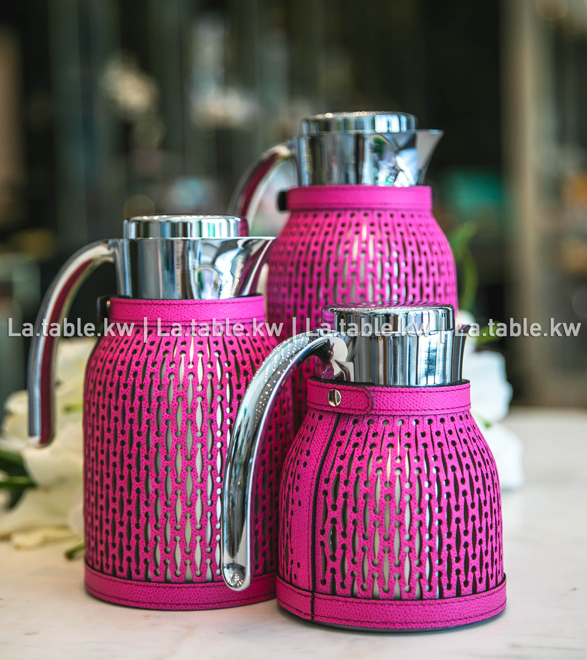 Fuchsia Diana Leather Carafe