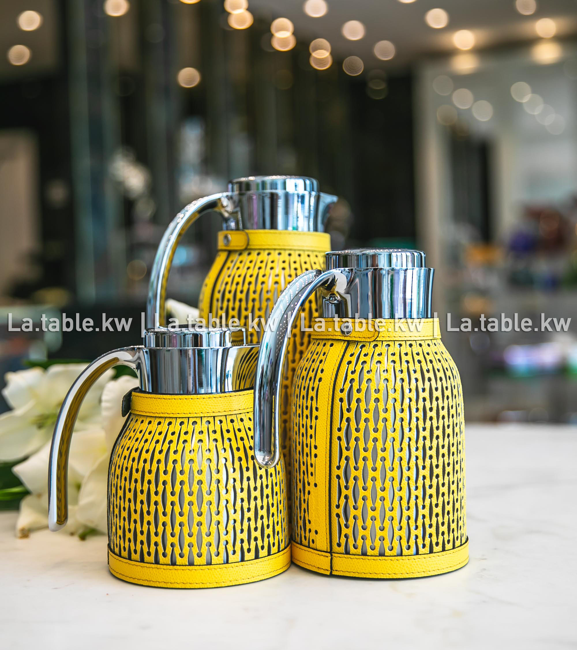 Lemon Diana Leather Carafe