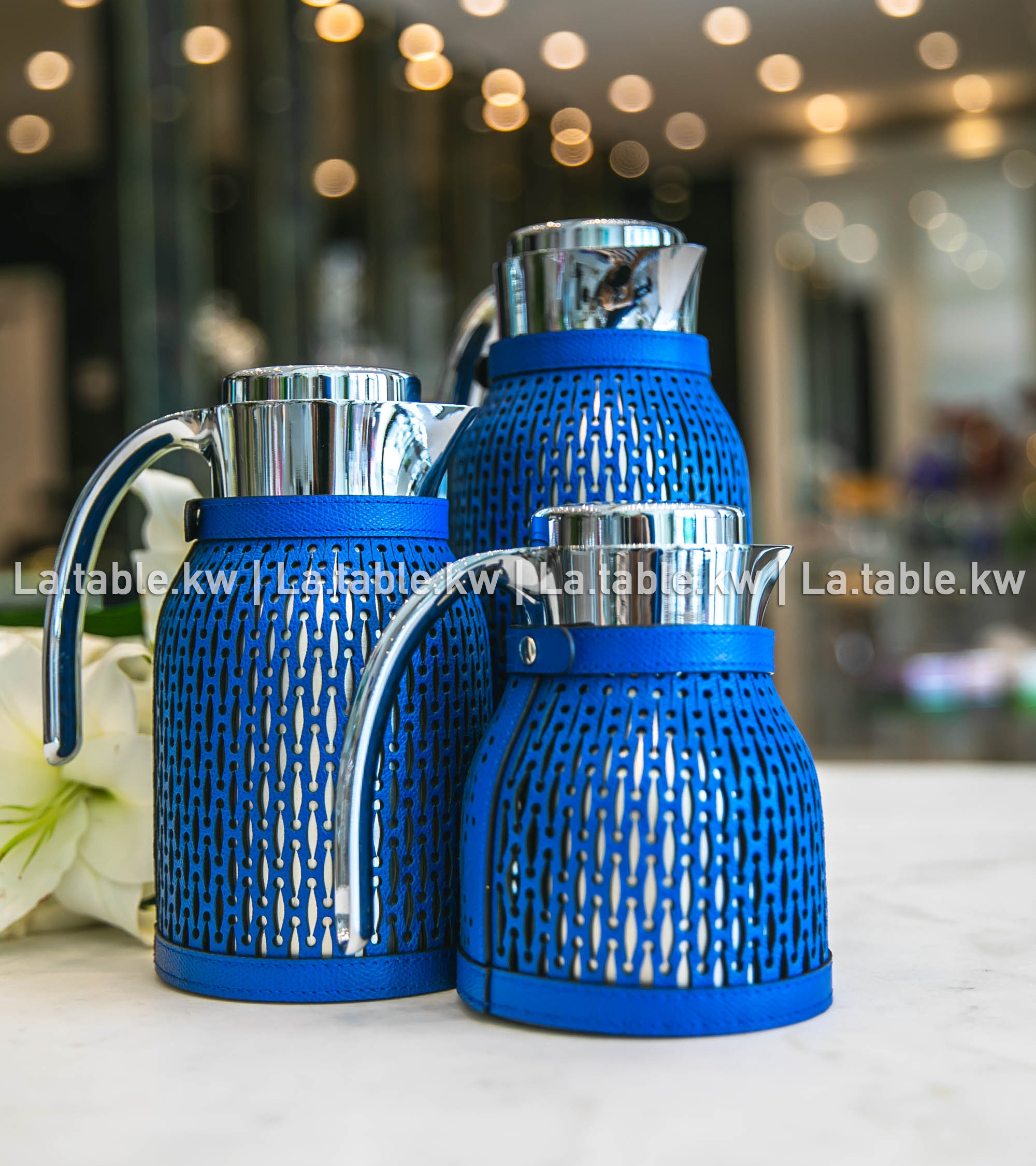 Electric Blue Diana Leather Carafe