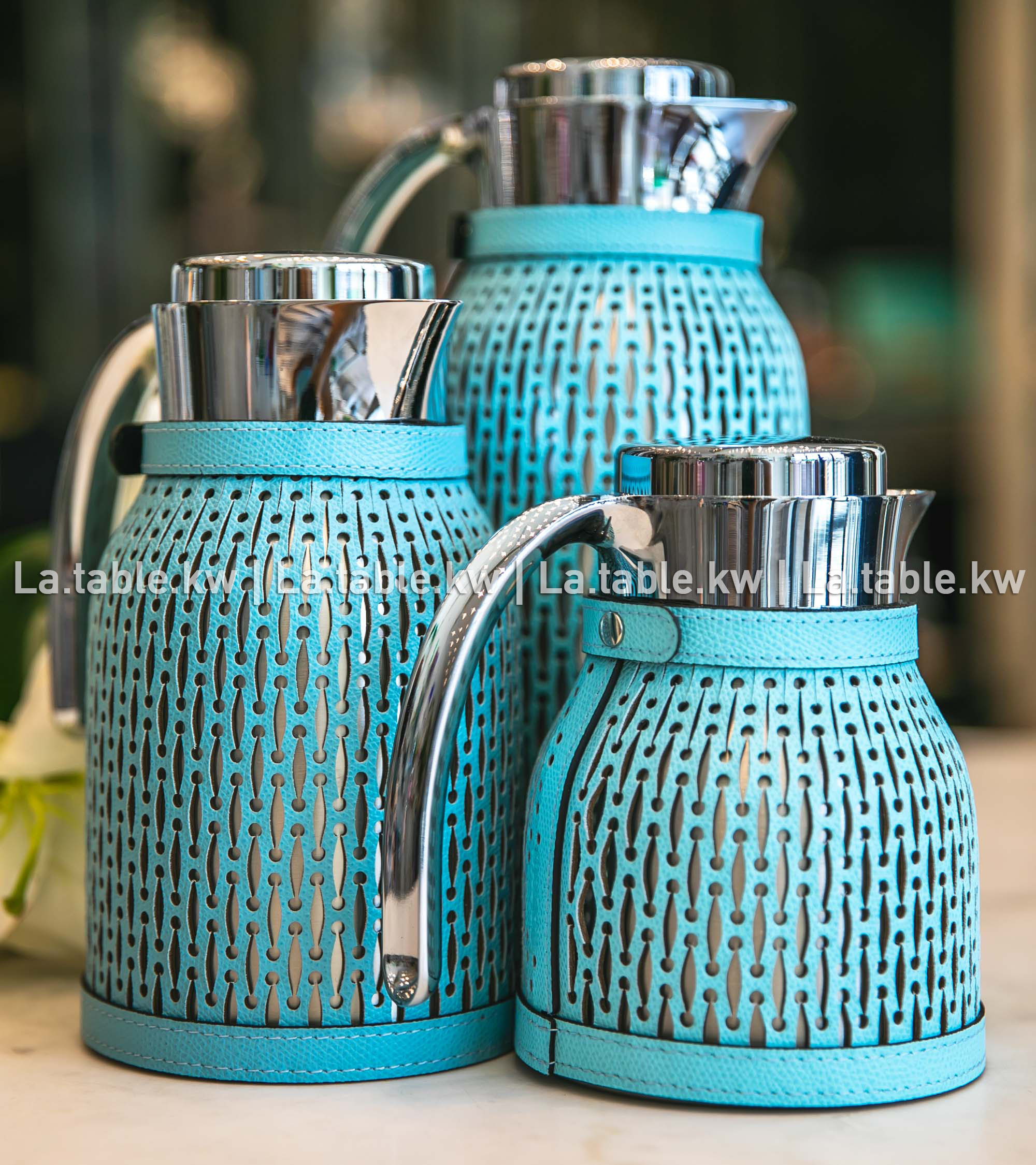 Sky Blue Diana Leather Carafe