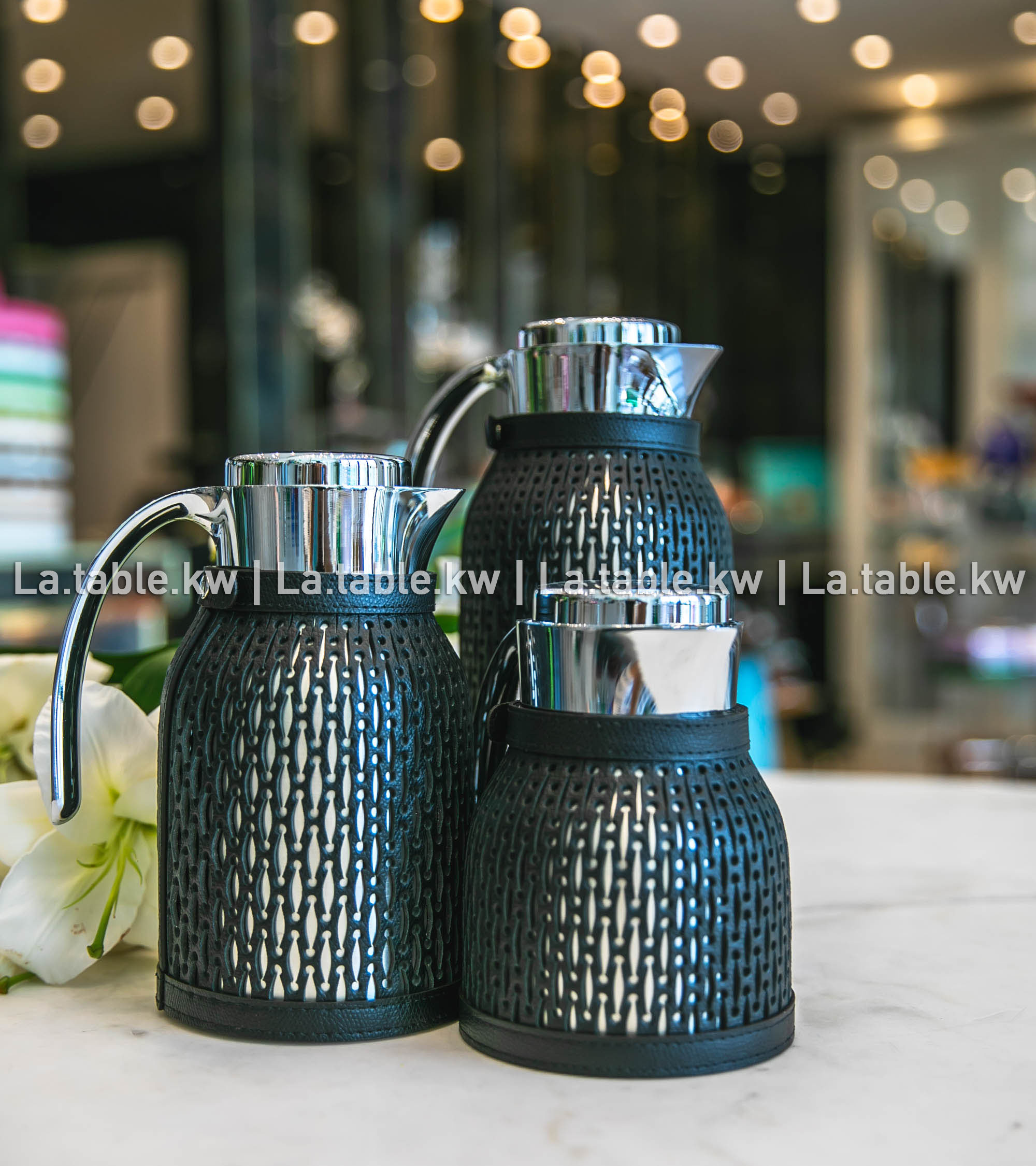 Black Diana Leather Carafe