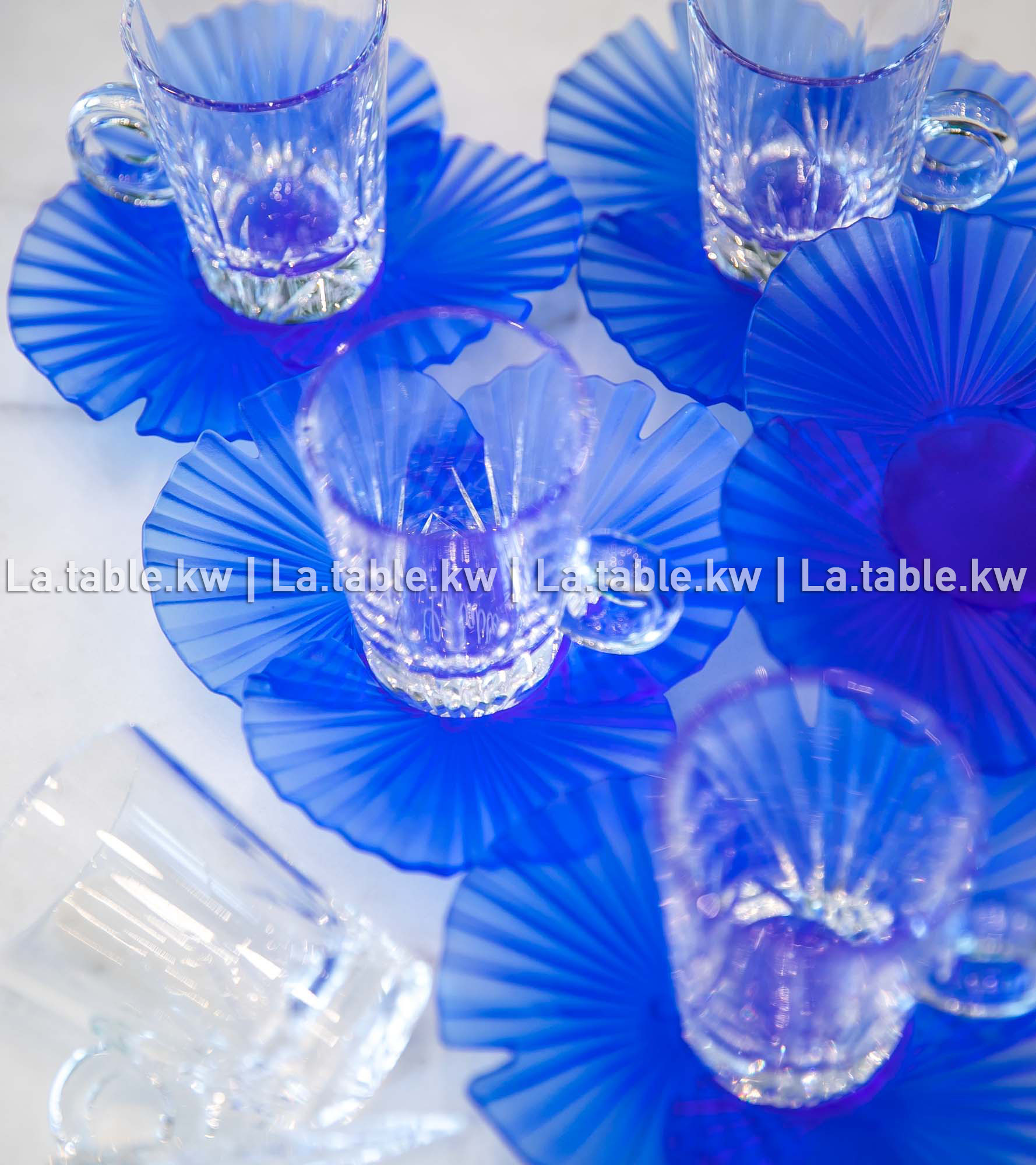Royal Blue Palm Crystal Tea Set