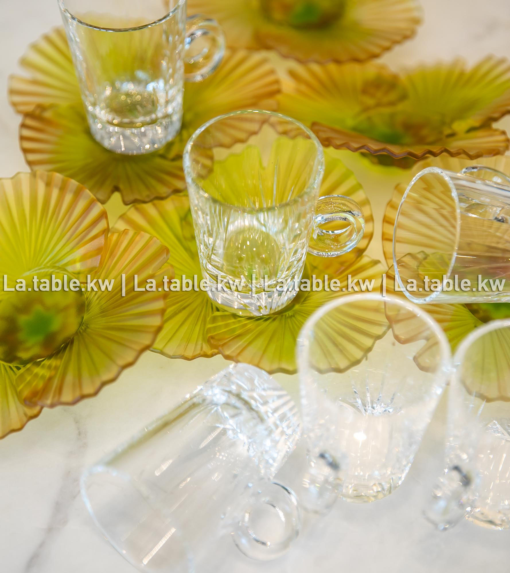 MultiColor Palm Crystal Tea Set / بالم طقم شاي كريستال  متعدد الألوان