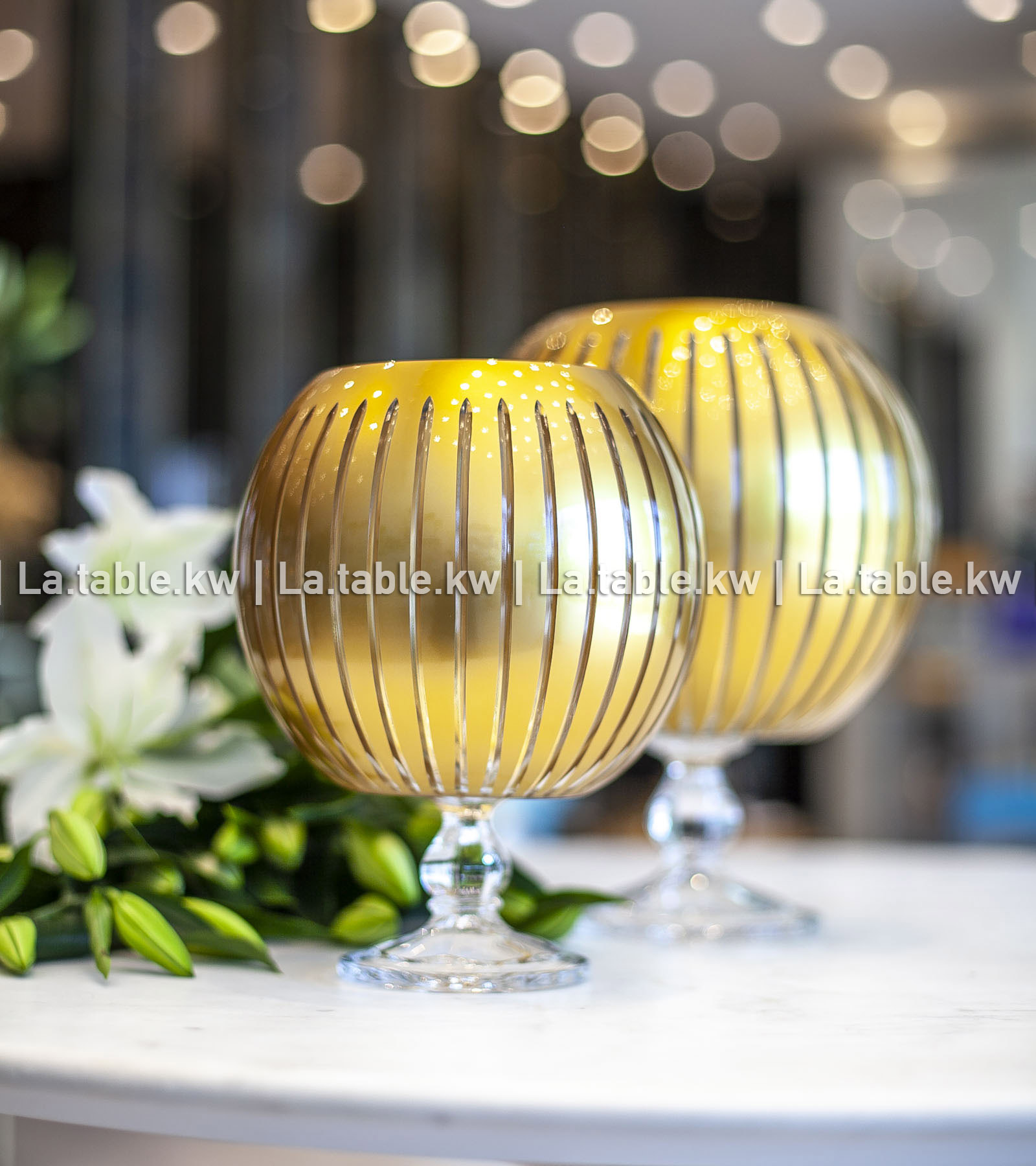 Gold Classic Ball Vase with Stand