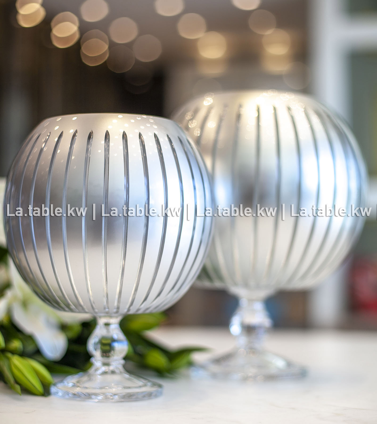 Silver Classic Ball Vase with Stand