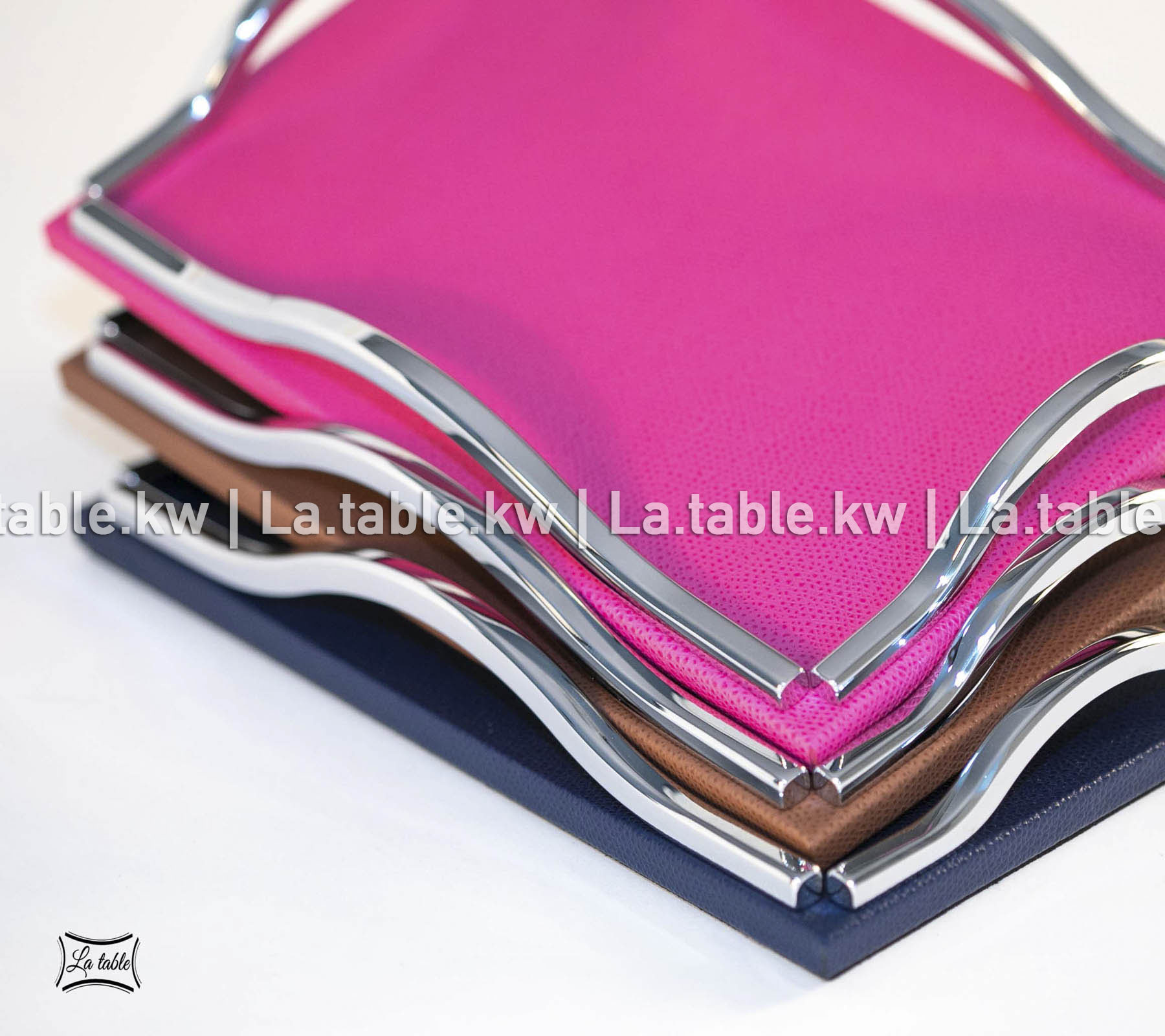 Fuchsia Leather Trays