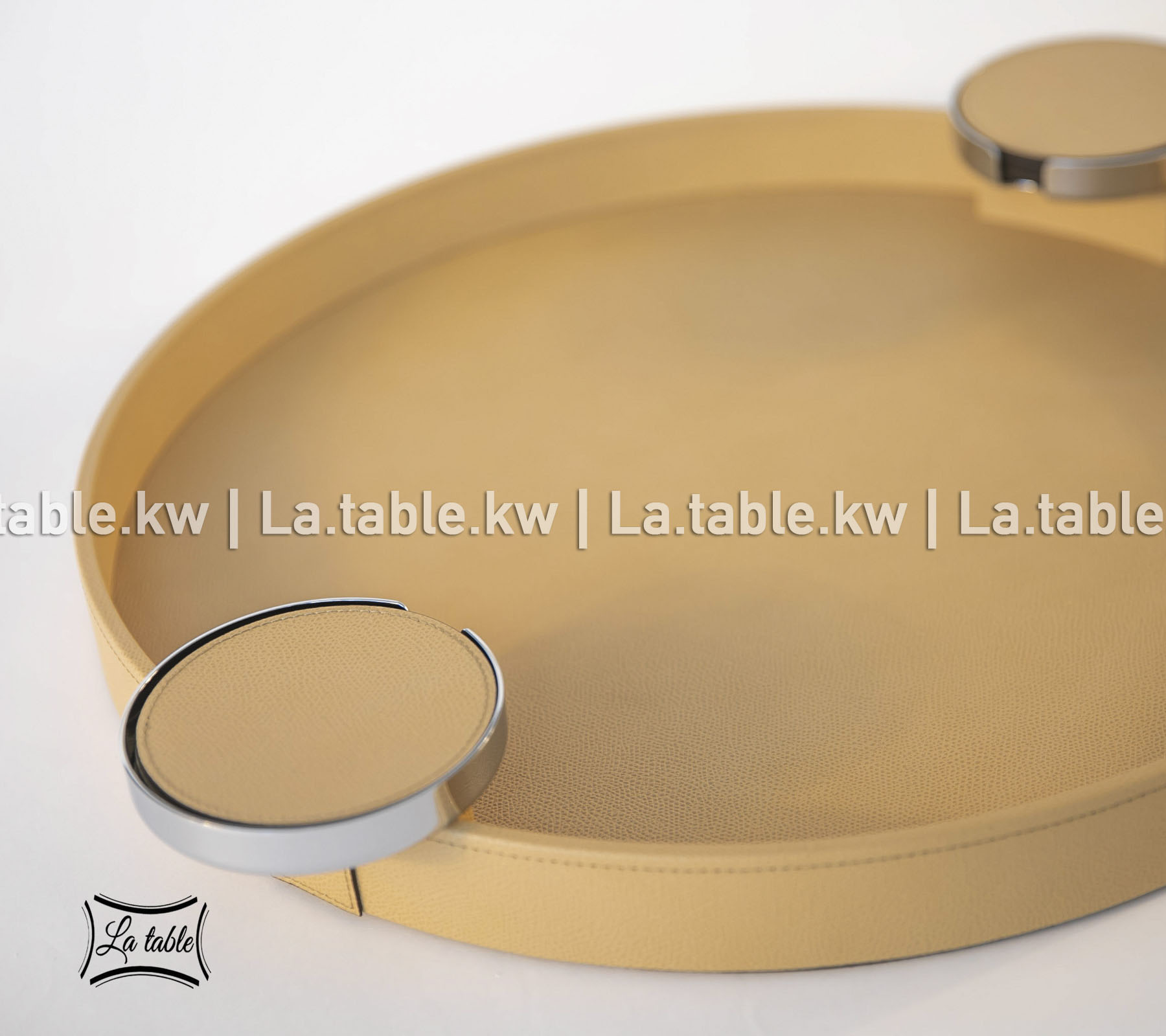 Caramel Leather Round Tray