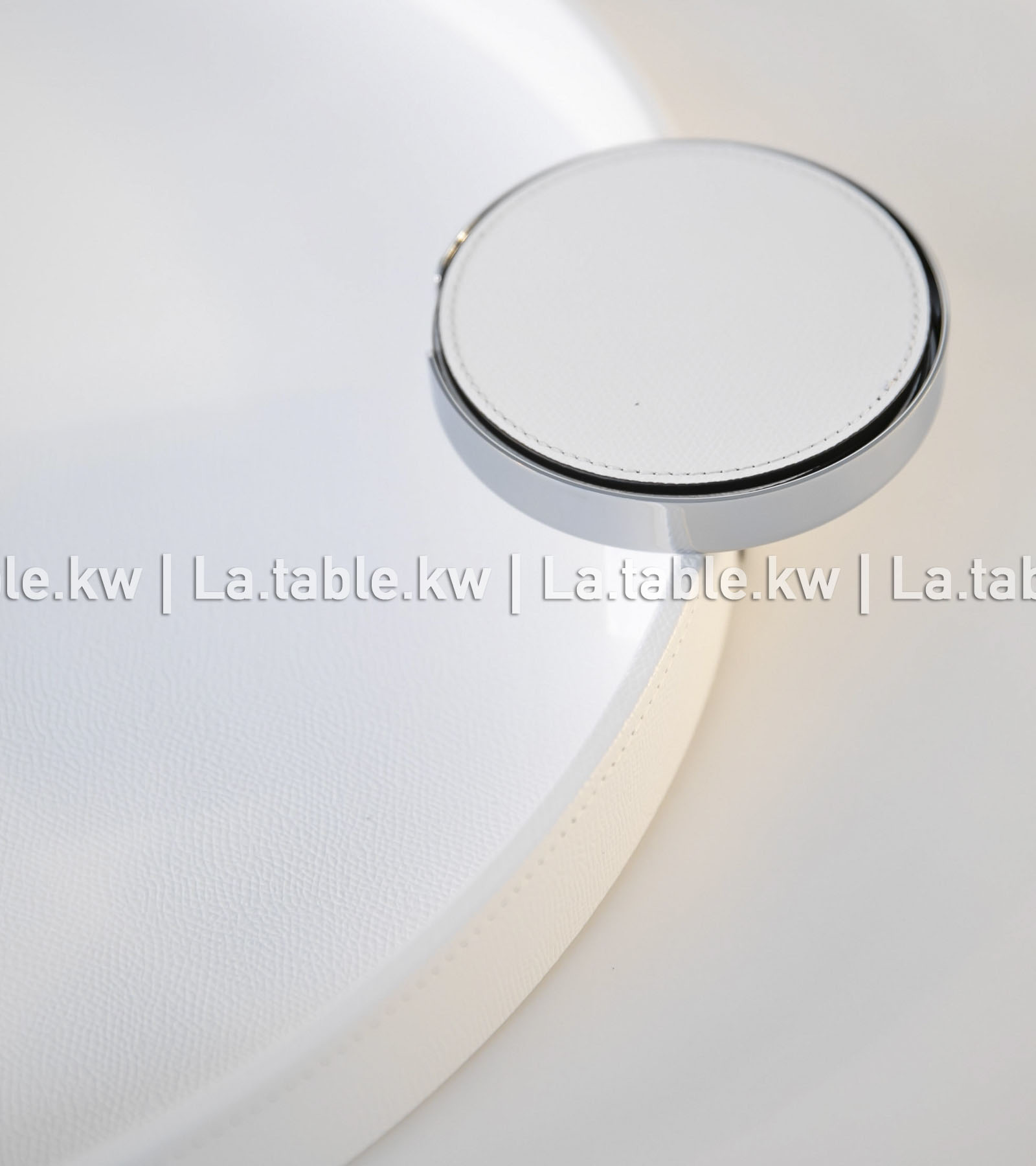 White Leather Round Tray