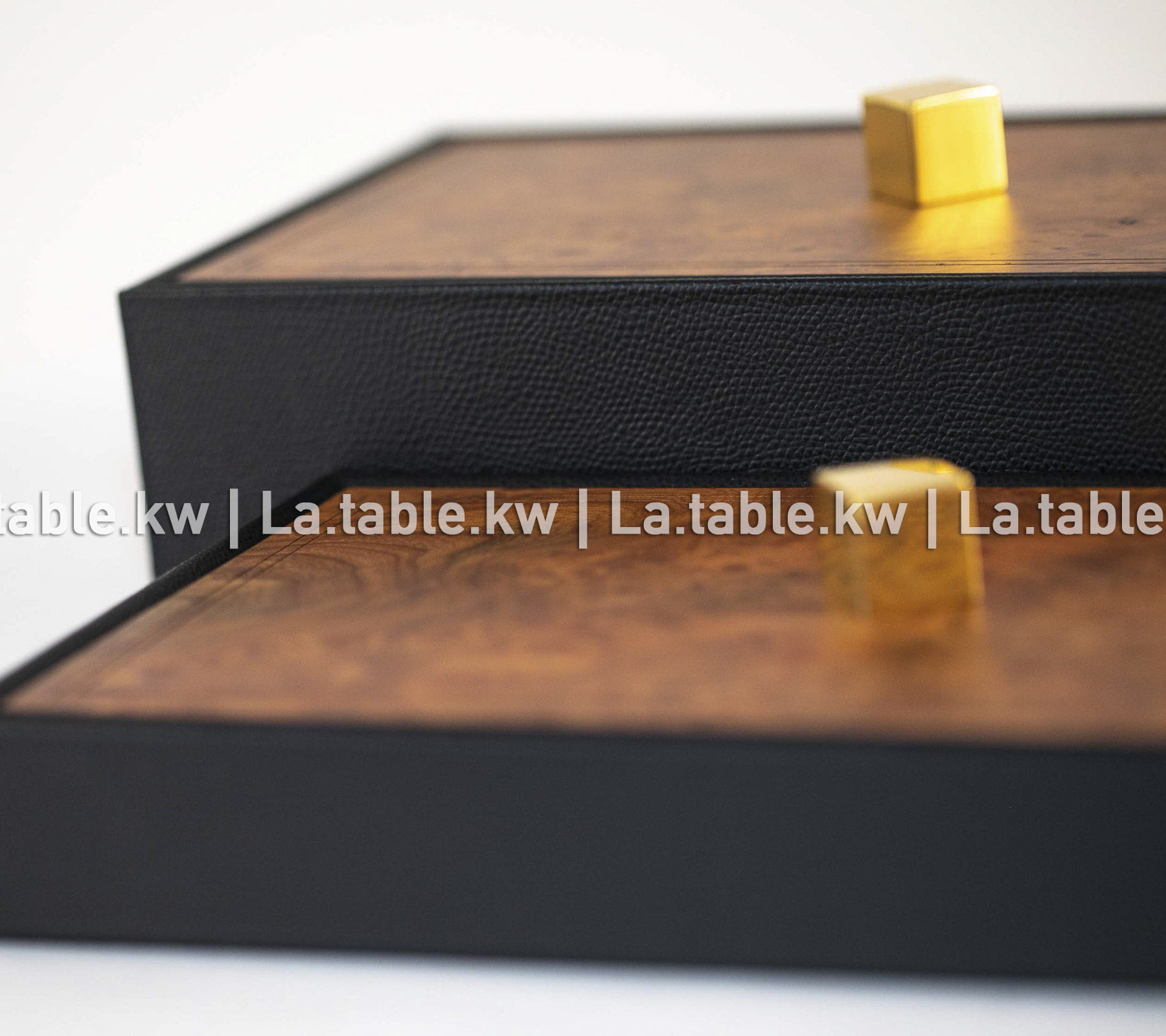 Black Leather Storage Box with Wooden Lid