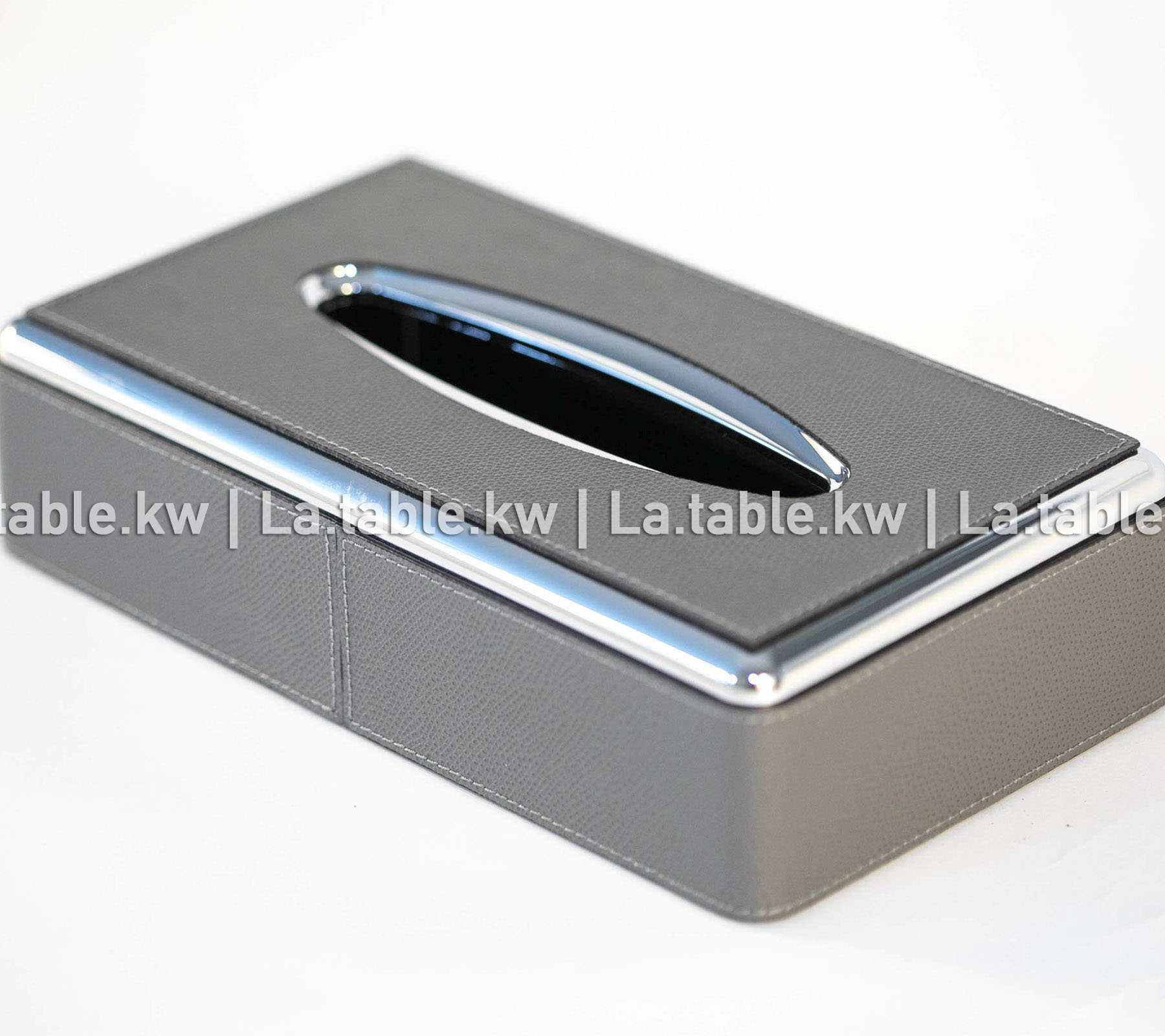 Dark Gray Leather Tissue Box