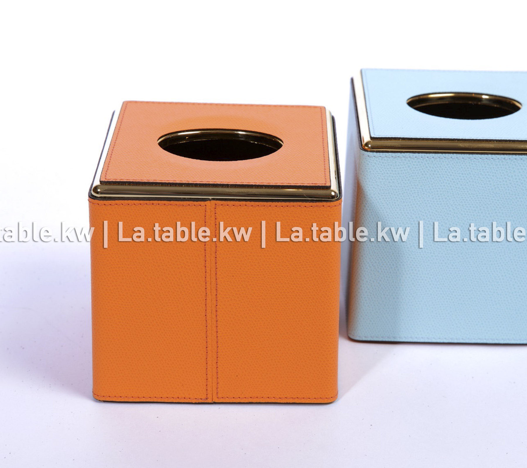 Orange Leather Square Tissue Box