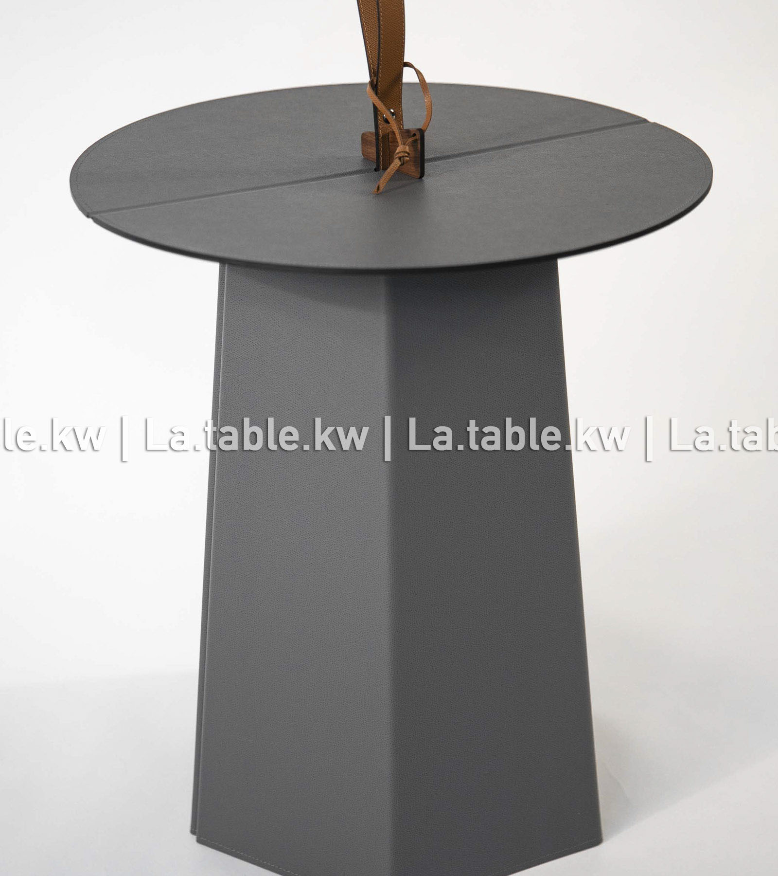 Gray Leather Foldable Table