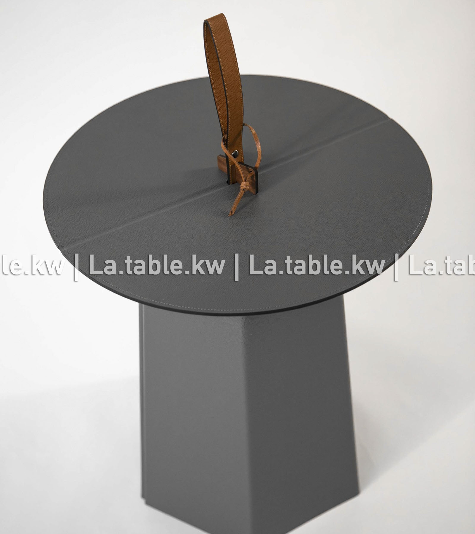 Gray Leather Foldable Table