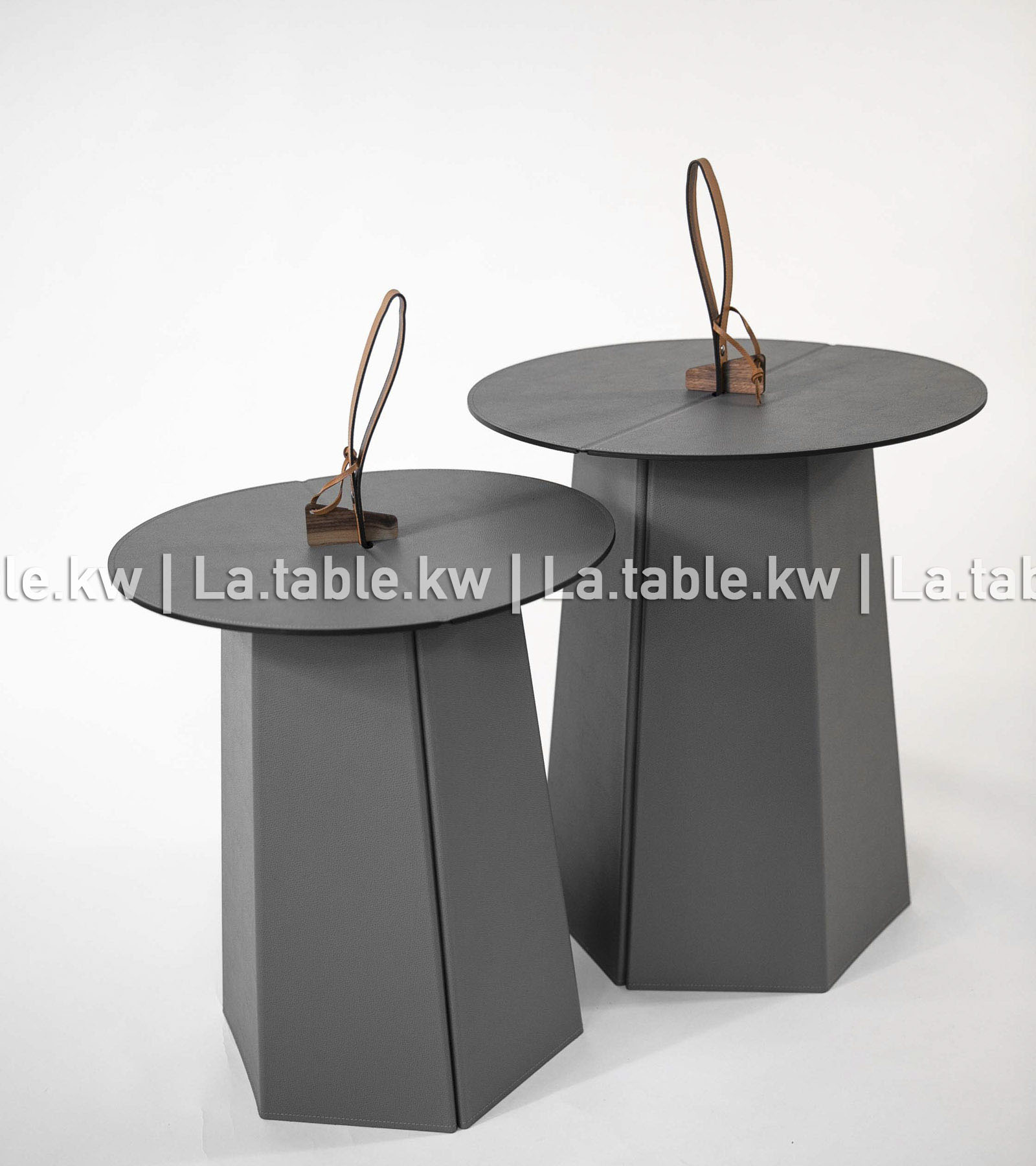 Gray Leather Foldable Table