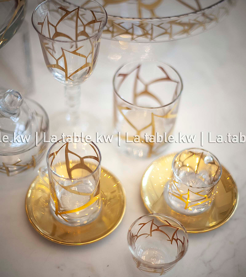 Gold Modern Cut Juice Glasses / مودرن آند كت كاسات  عصير - ذهبي