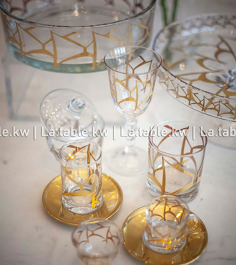 Gold Modern Cut Water Glasses / مودرن آند كت  كاسات مياه - ذهبي