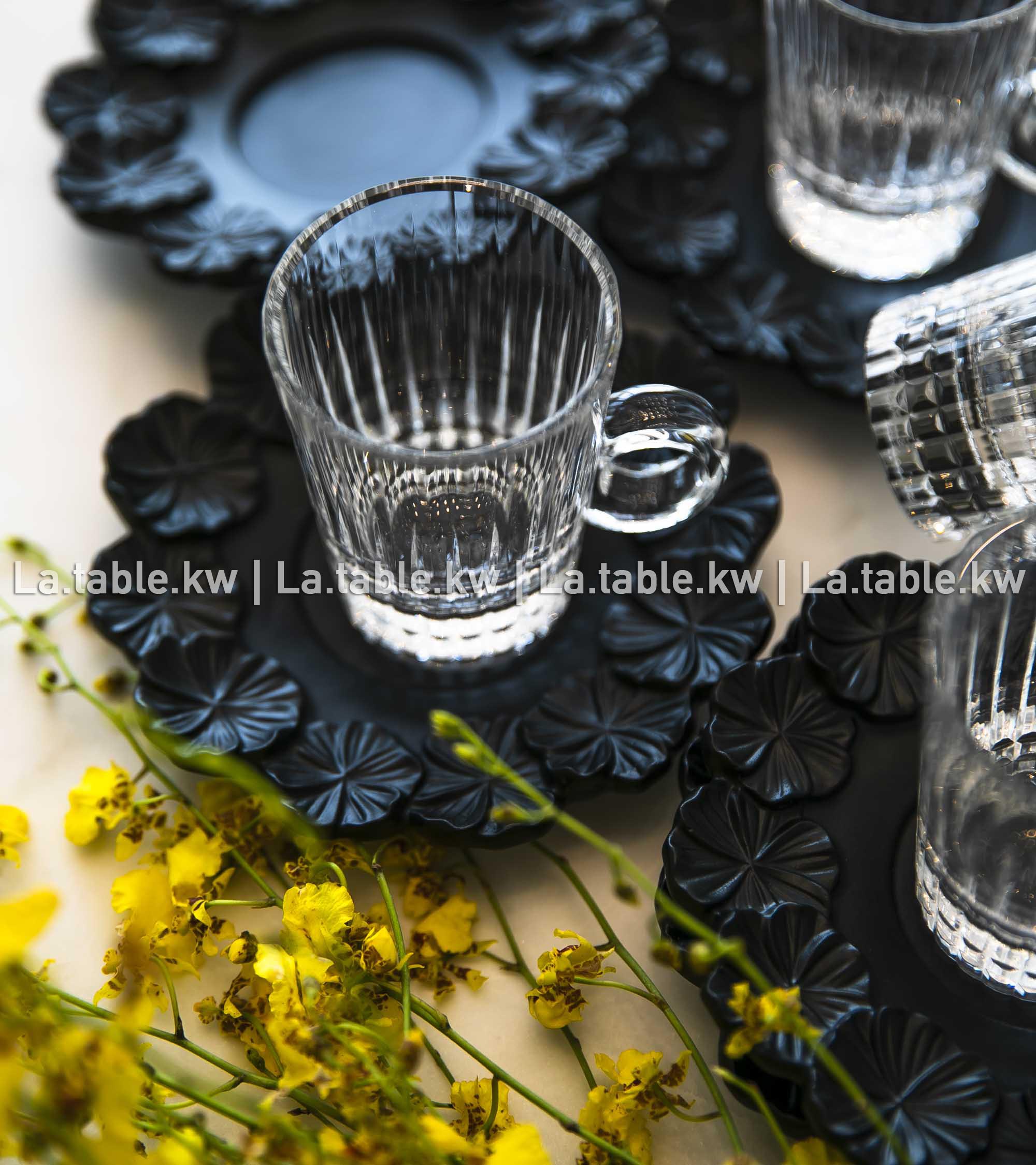 Black Crystal Petals Tea Set / بتالس كريستال طقم شاي - أسود