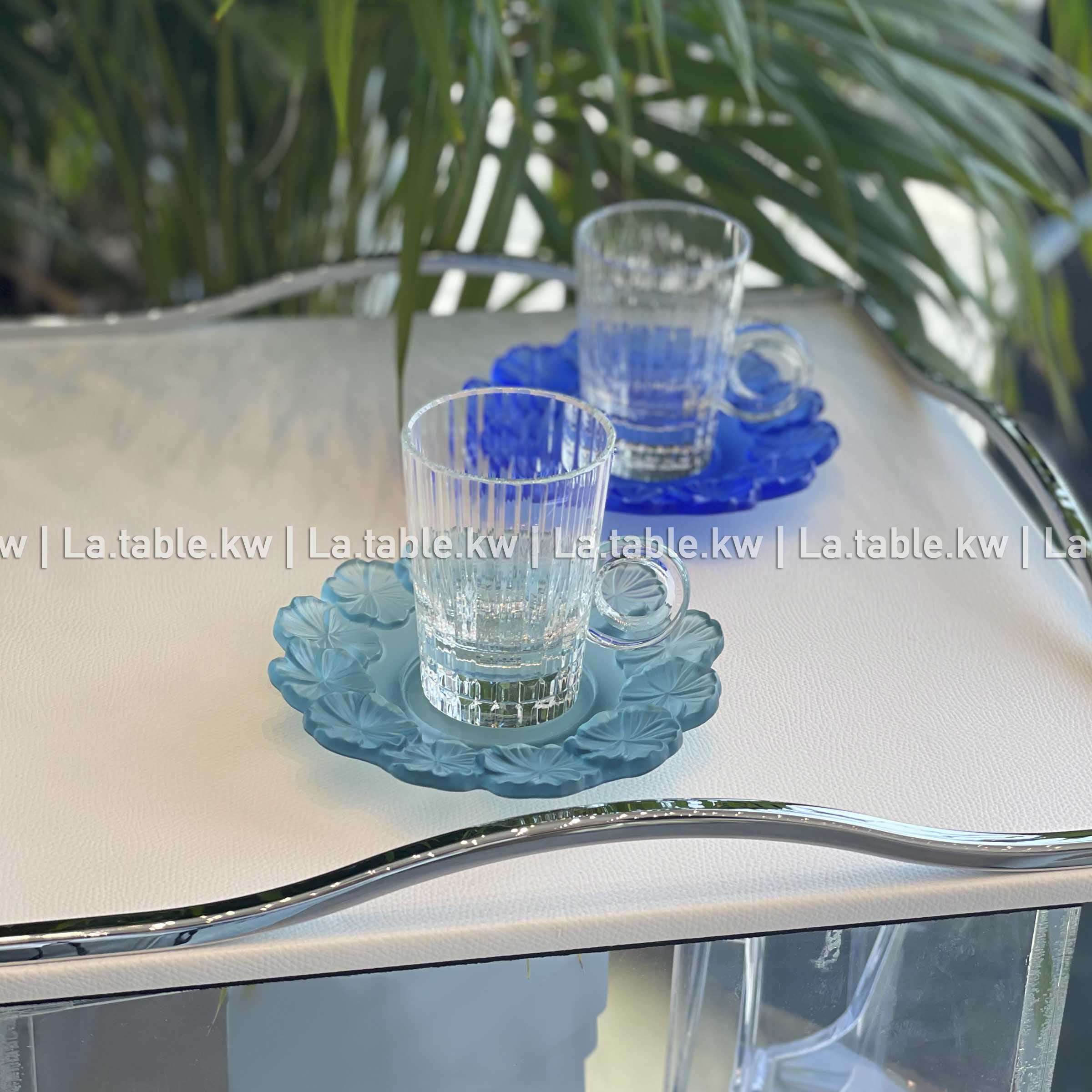 Royal Blue Crystal Petals Tea Set / بتالس كريستال طقم شاي - الأزرق الملكي