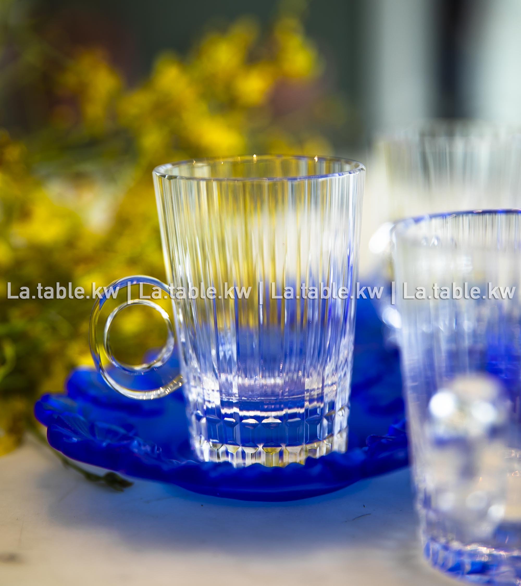 Royal Blue Crystal Petals Tea Set / بتالس كريستال طقم شاي - الأزرق الملكي