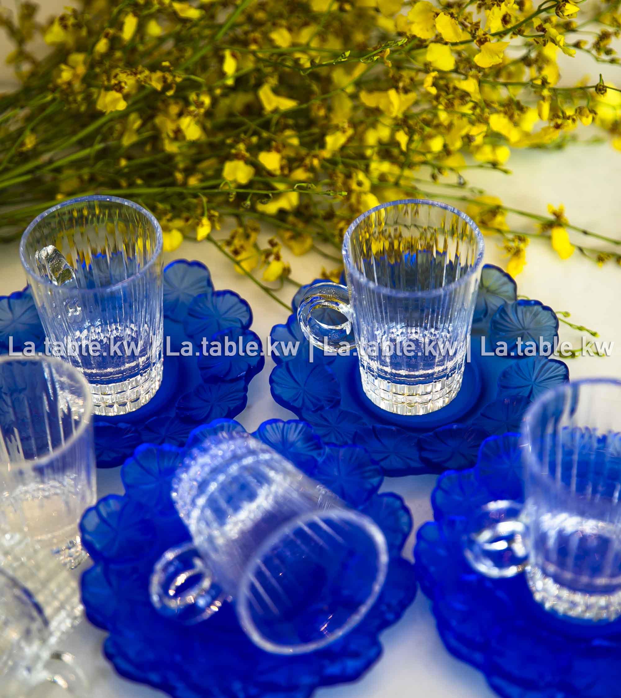 Royal Blue Crystal Petals Tea Set / بتالس كريستال طقم شاي - الأزرق الملكي