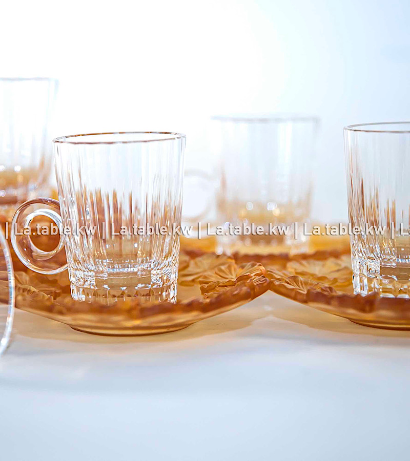 Amber Crystal Petals Tea Set / بتالس كريستال طقم شاي - عمبر