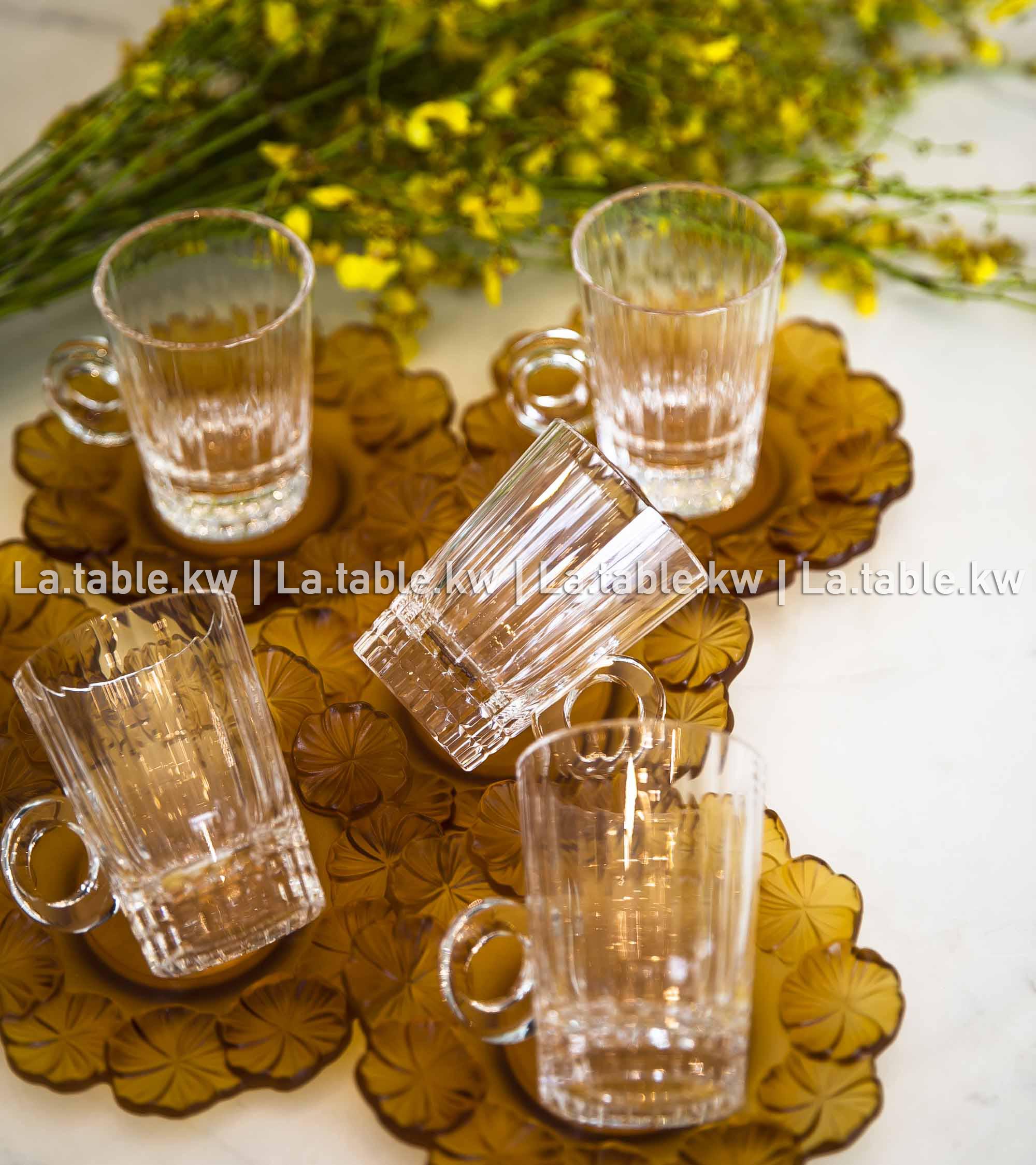 Amber Crystal Petals Tea Set / بتالس كريستال طقم شاي - عمبر