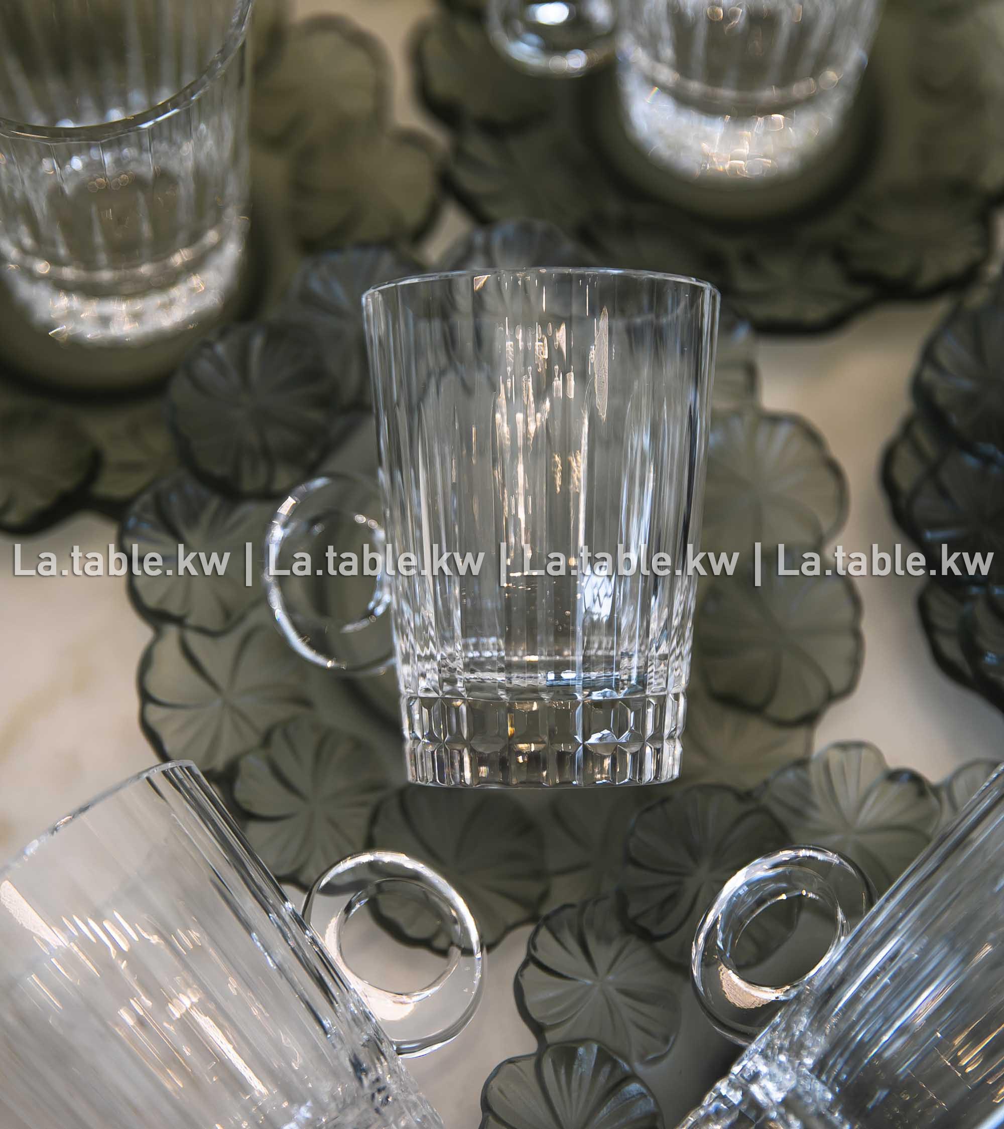 Grey Crystal Petals Tea Set / بتالس كريستال طقم شاي -رمادي