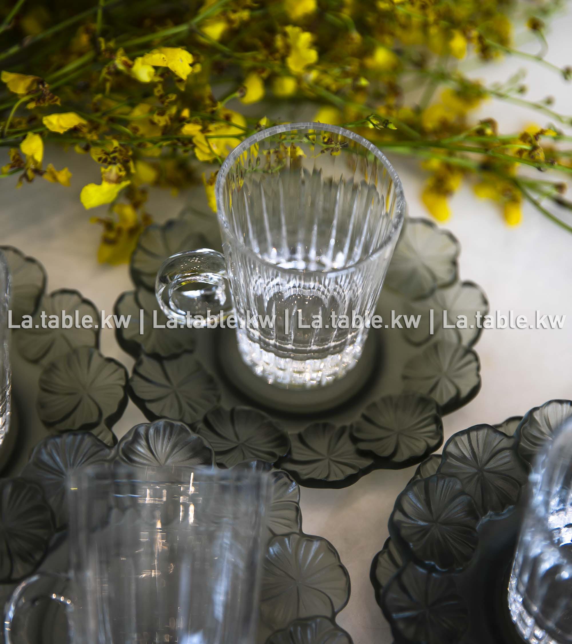 Grey Crystal Petals Tea Set / بتالس كريستال طقم شاي -رمادي