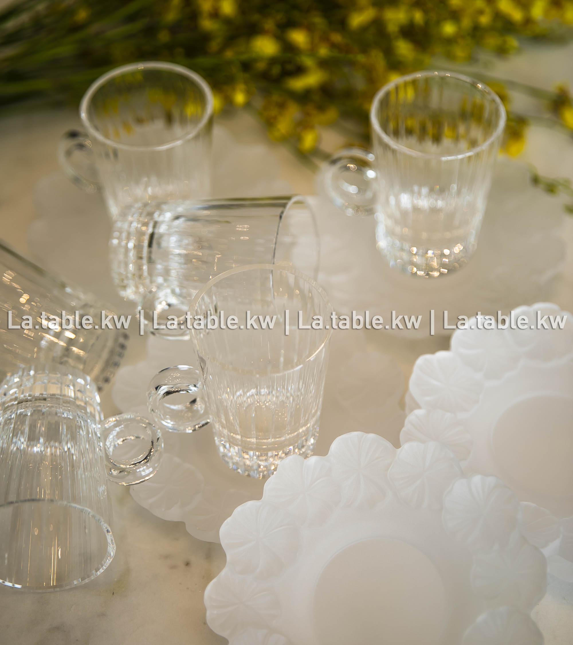 White Crystal Petals Tea Set /  بتالس كريستال طقم شاي - أبيض