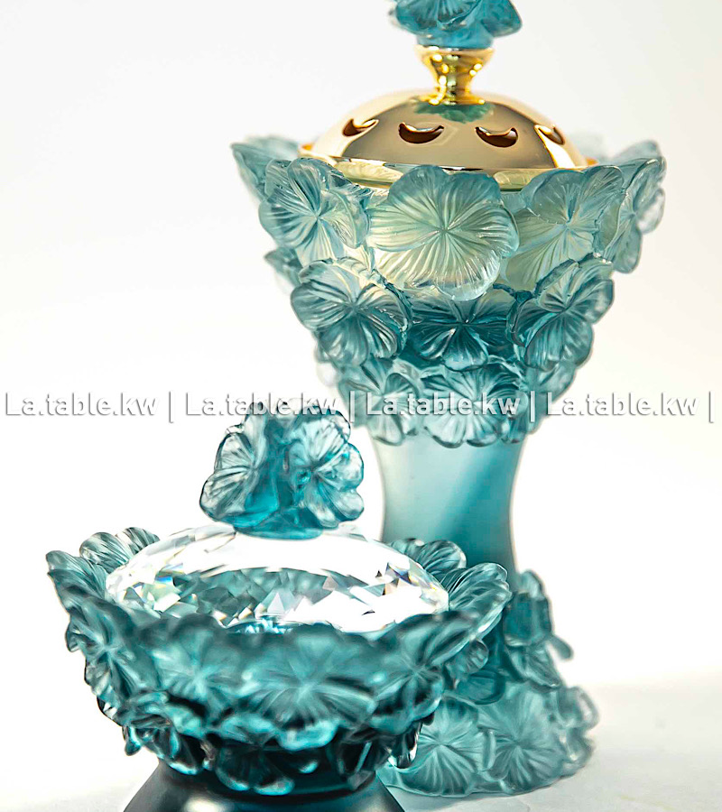 Petroleum Crystal Petals Mubkhar Set with Silver or Gold Lid