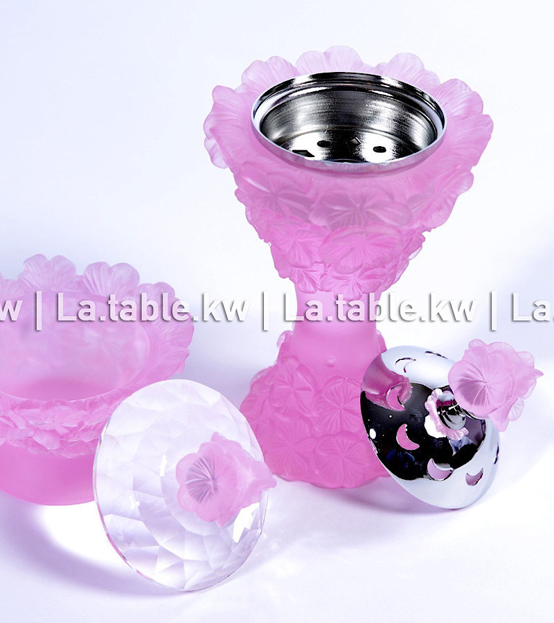 Rose Crystal Petals Mubkhar Set with Silver Lid