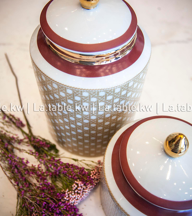 Gold & Maroon Ceramic Jars