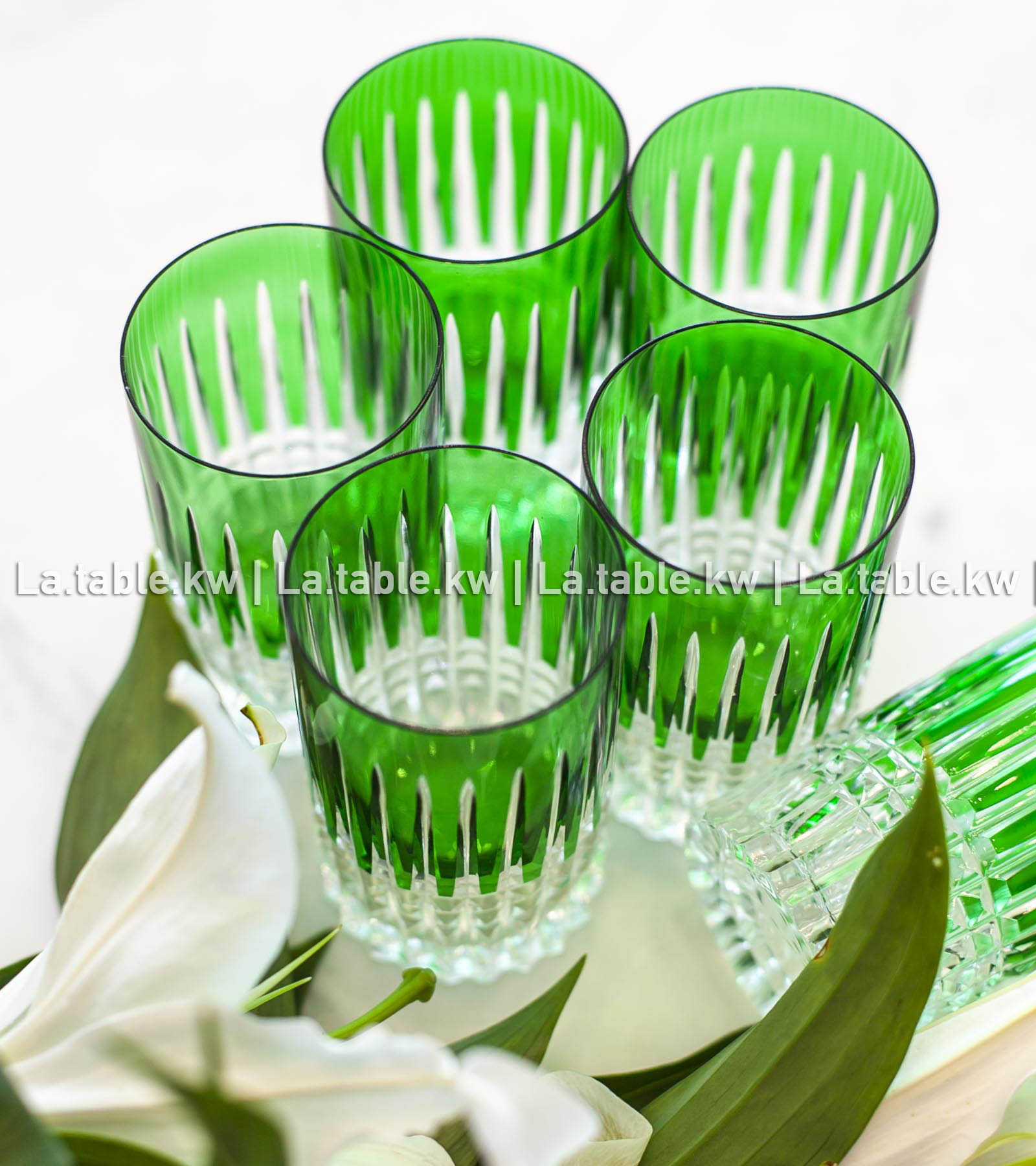 Green Allure Mini Water Glasses / آلور كاسات مياه صغيره- أخضر