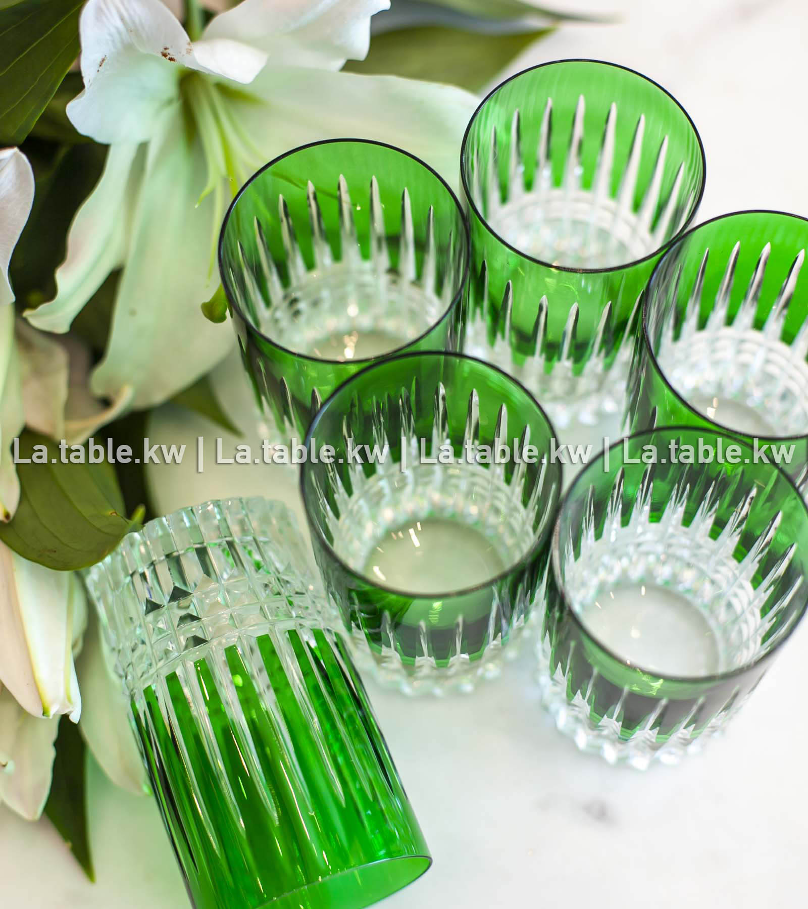 Green Allure Mini Water Glasses / آلور كاسات مياه صغيره- أخضر