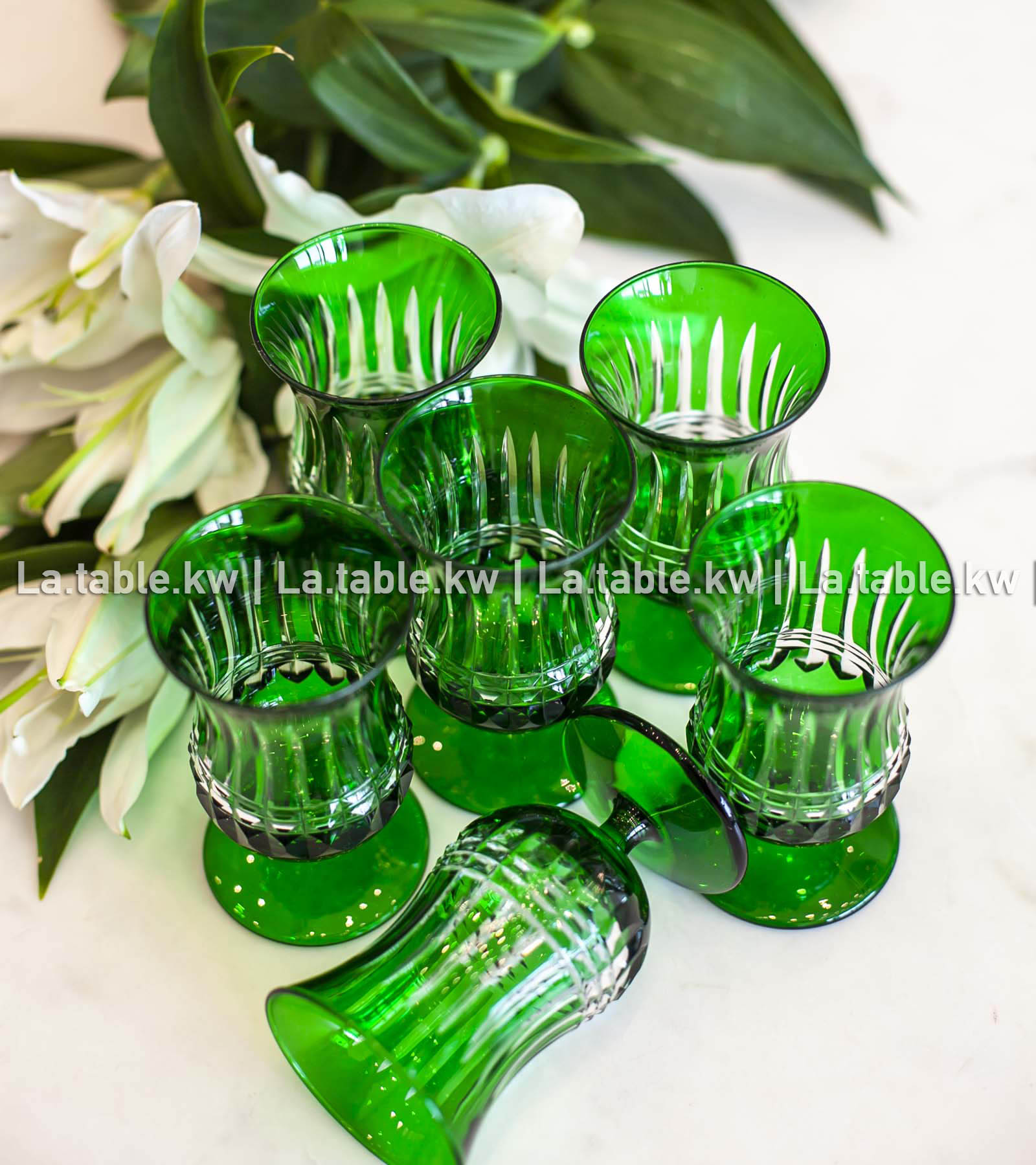 Green Allure Mini Juice Glasses / آلور كاسات العصير صغيره -أخضر