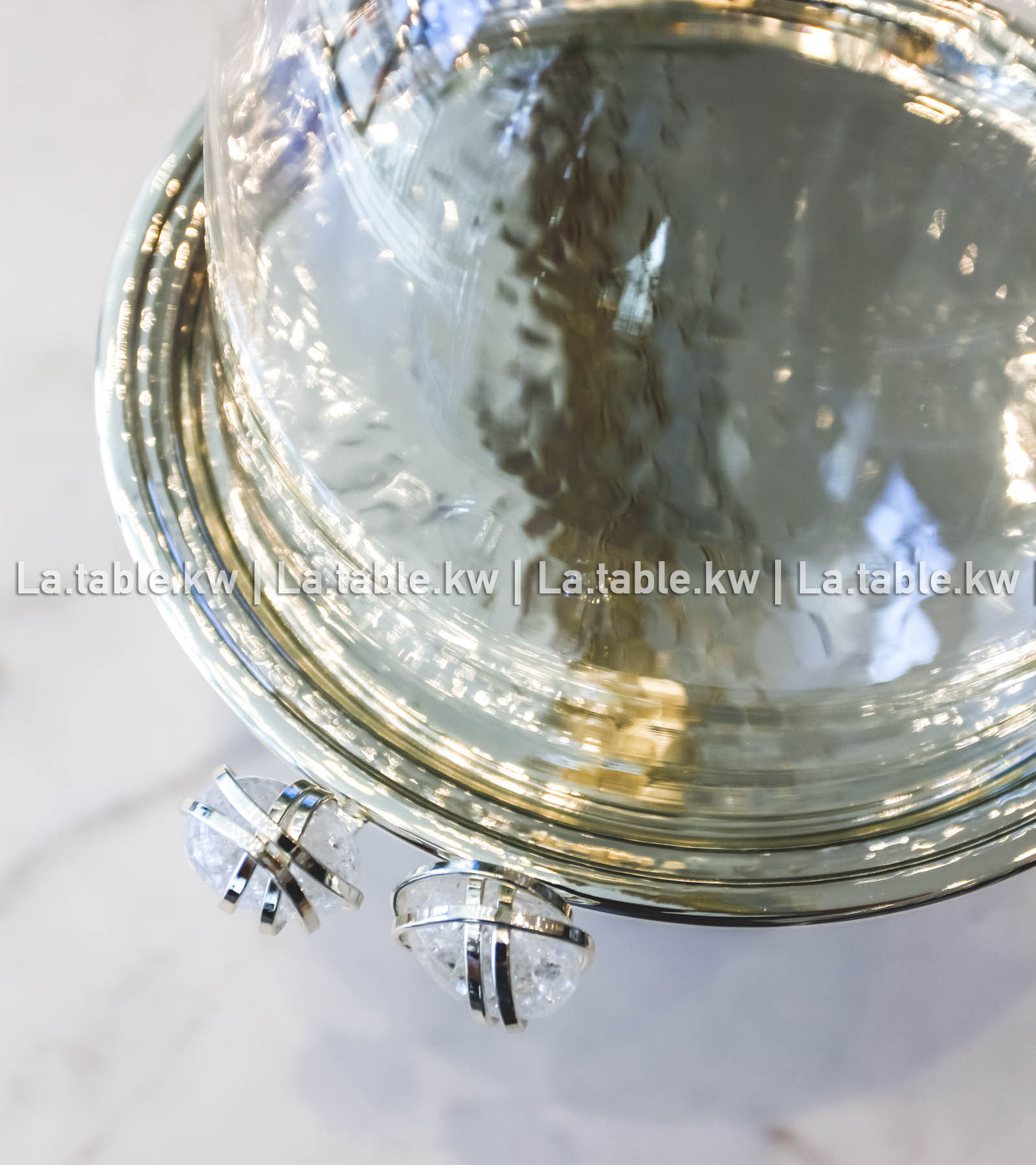 White Stone Designed Chrome Mini Cake Dome