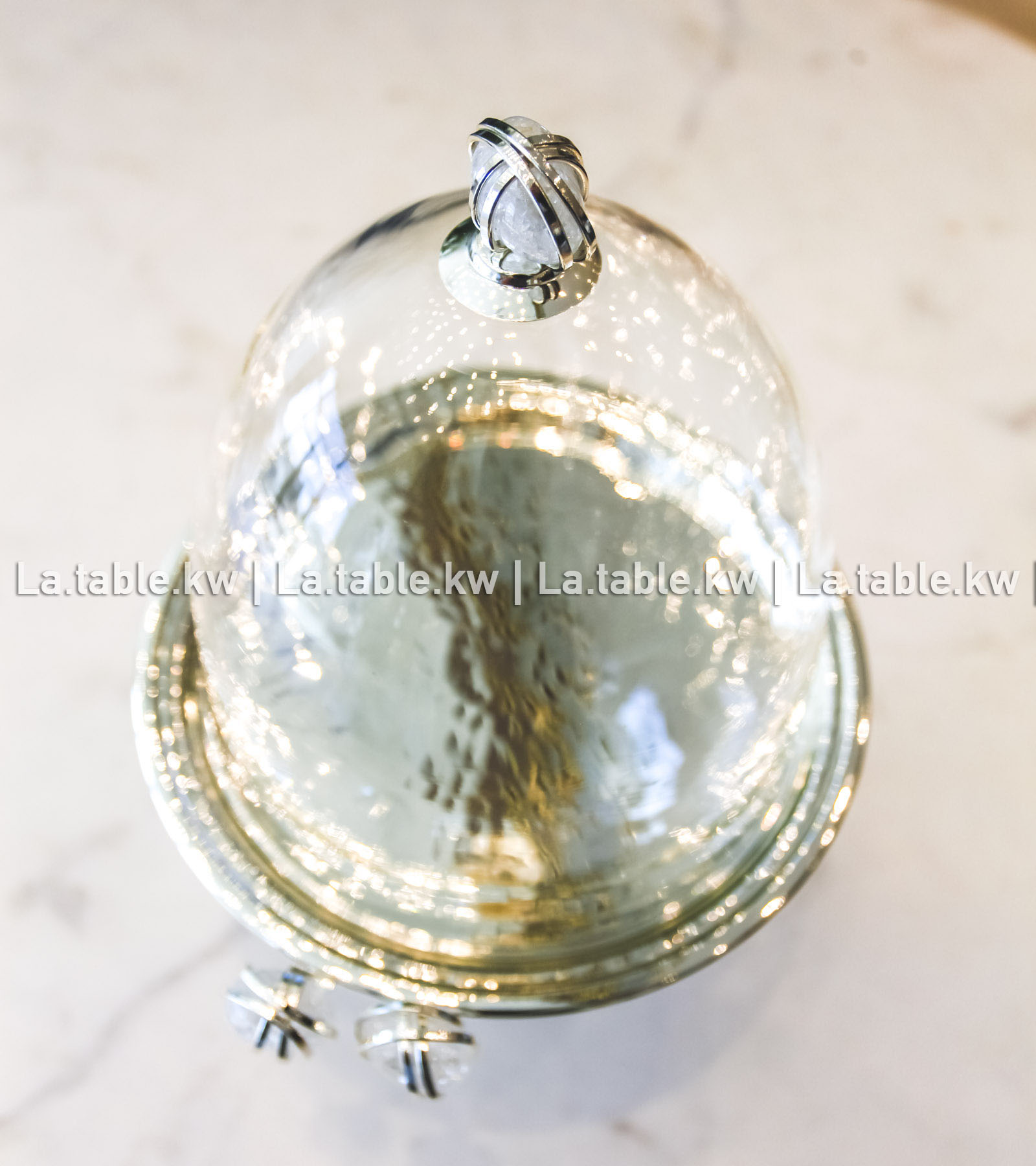 White Stone Designed Chrome Mini Cake Dome