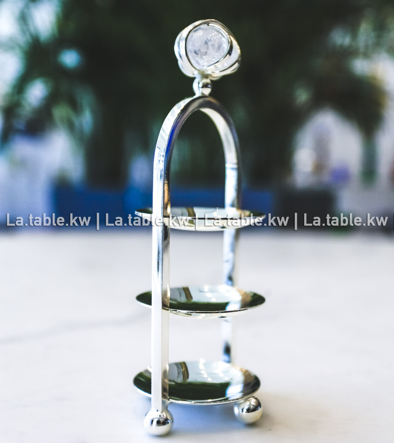 White Stone Designed Chrome 3-Tier Mini Stand