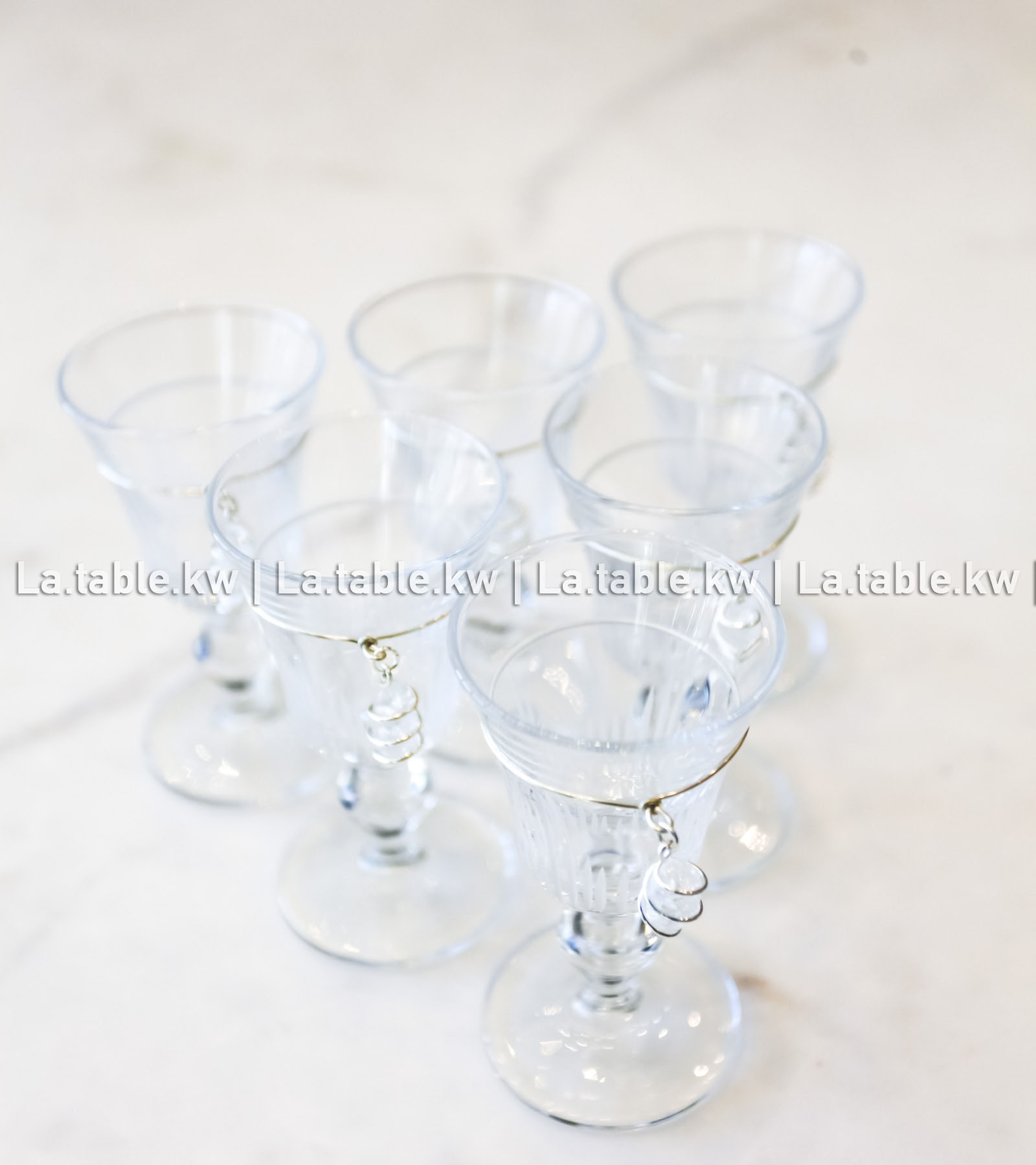 White Stone Designed Crystal Footed Mini Juice Glasses