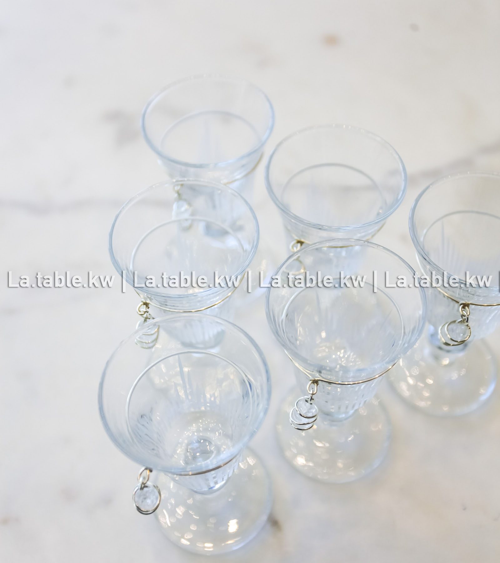 White Stone Designed Crystal Footed Mini Juice Glasses