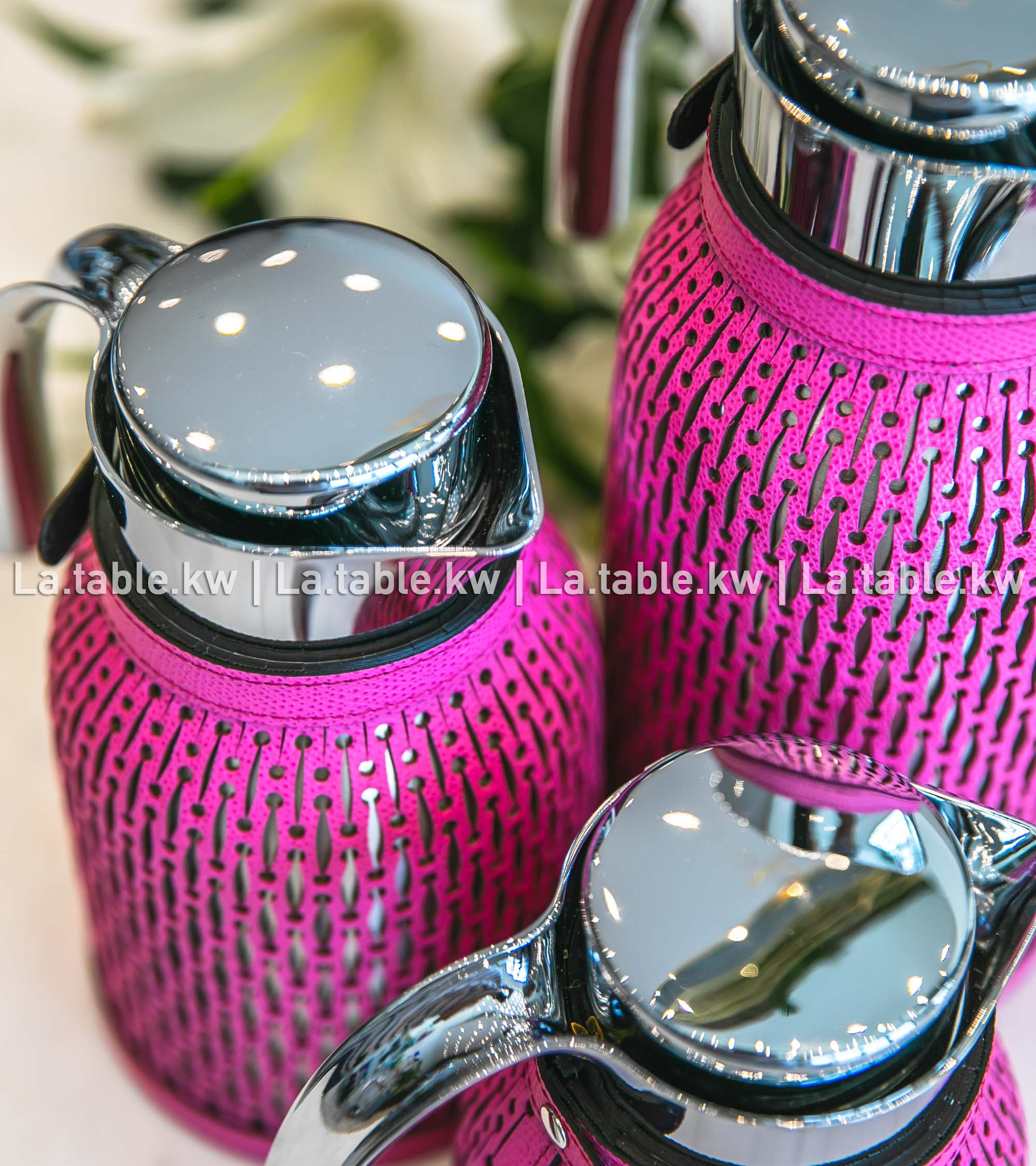 Fuchsia Diana Leather Carafe