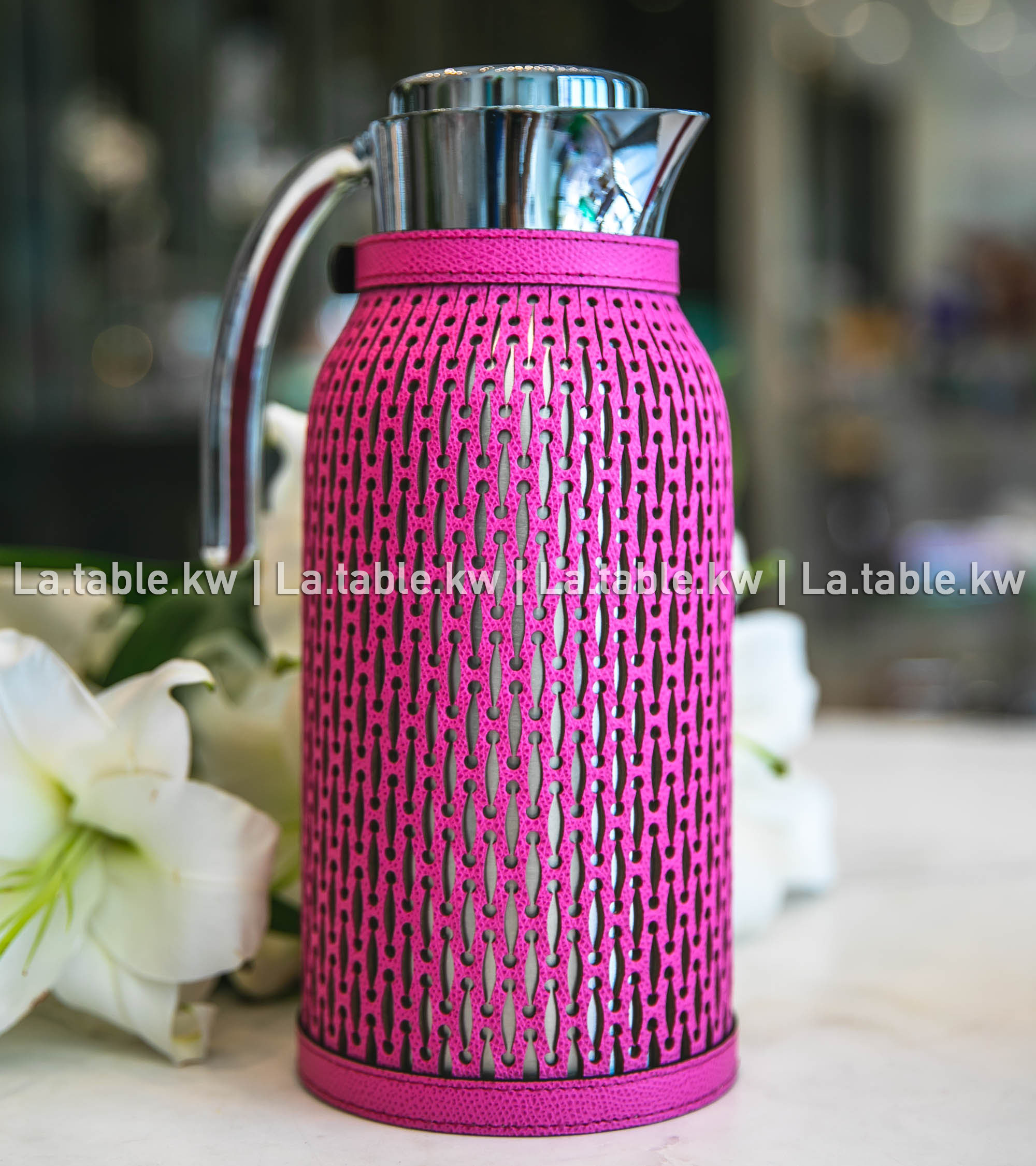 Fuchsia Diana Leather Carafe