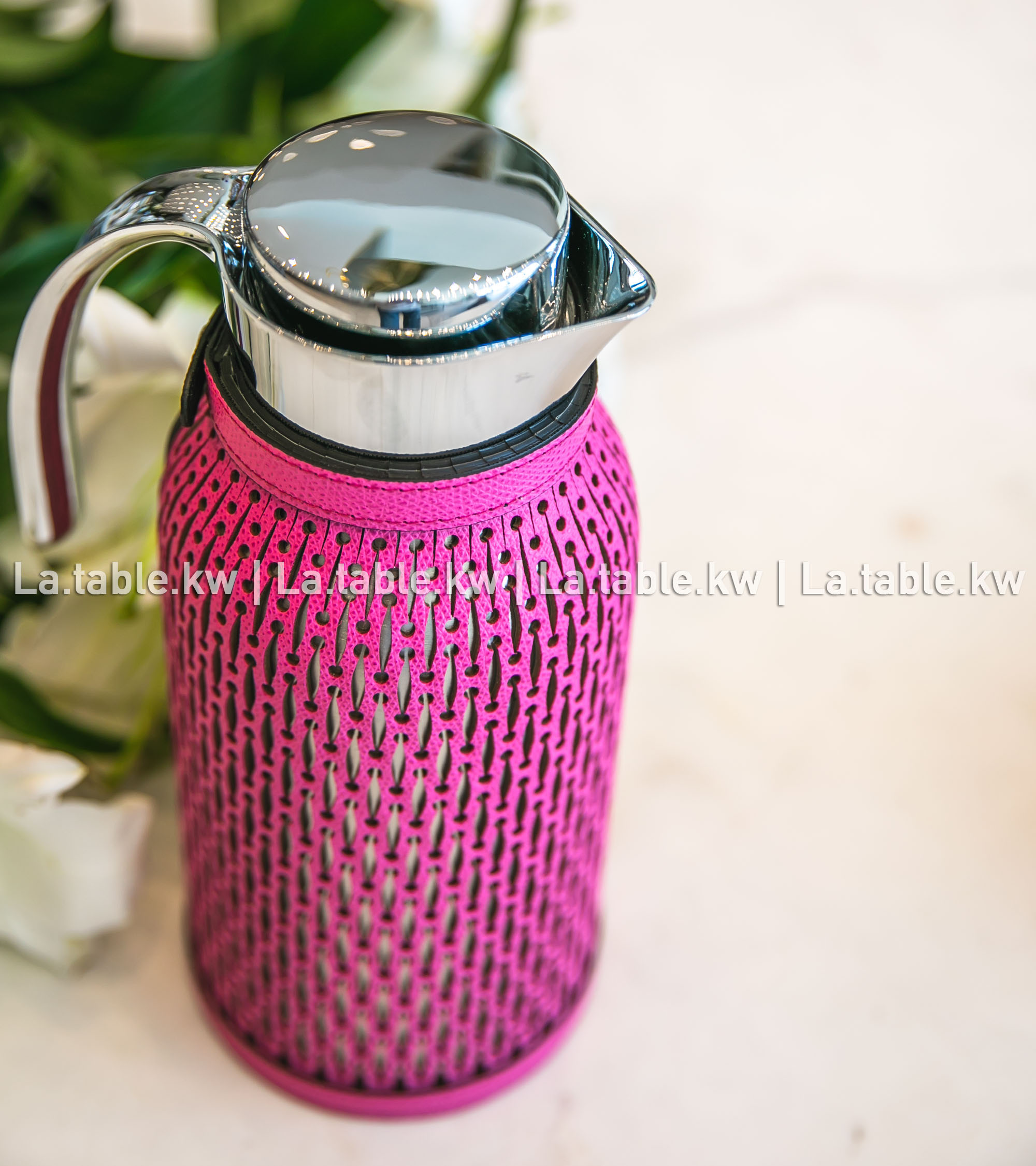 Fuchsia Diana Leather Carafe