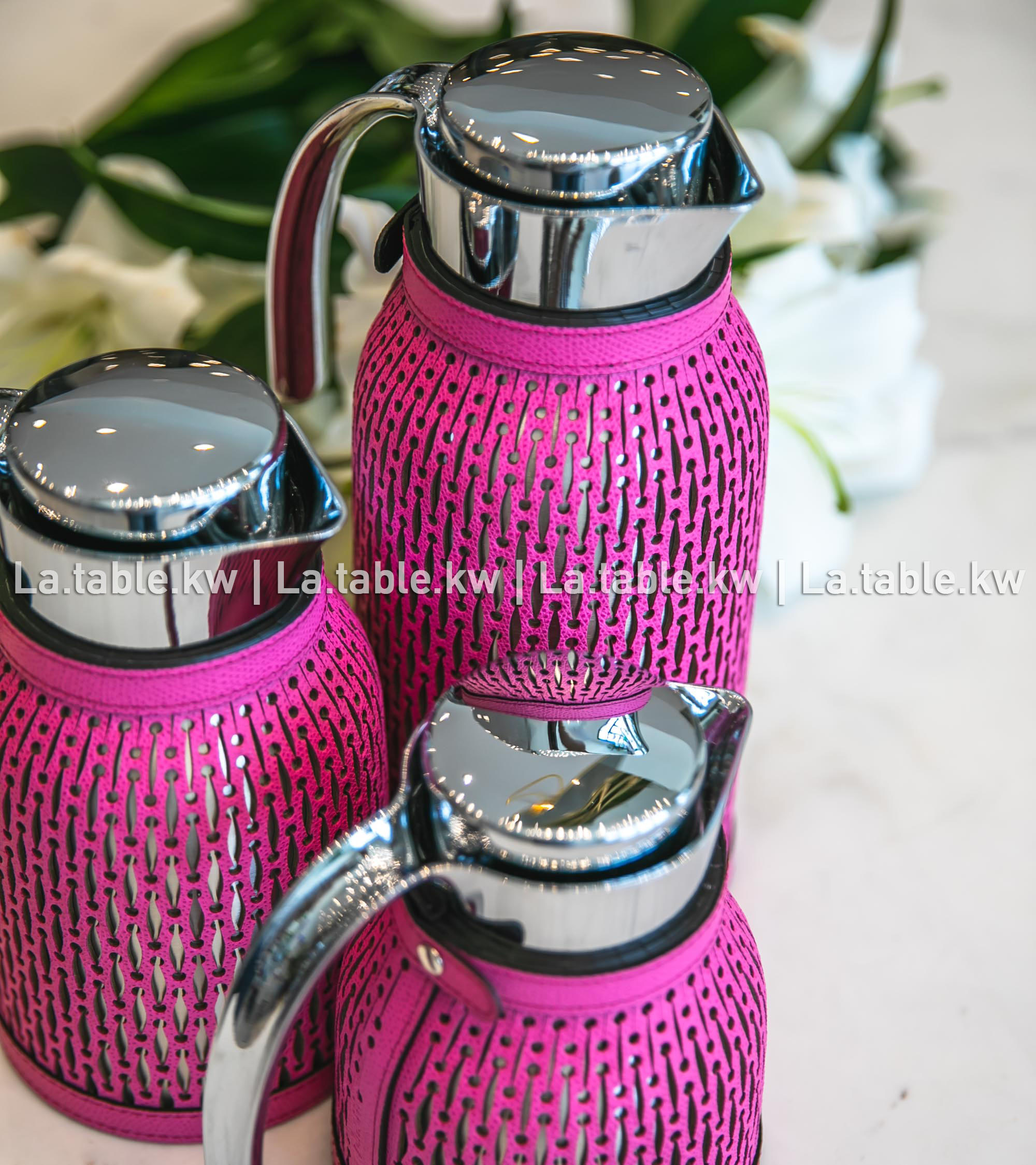 Fuchsia Diana Leather Carafe