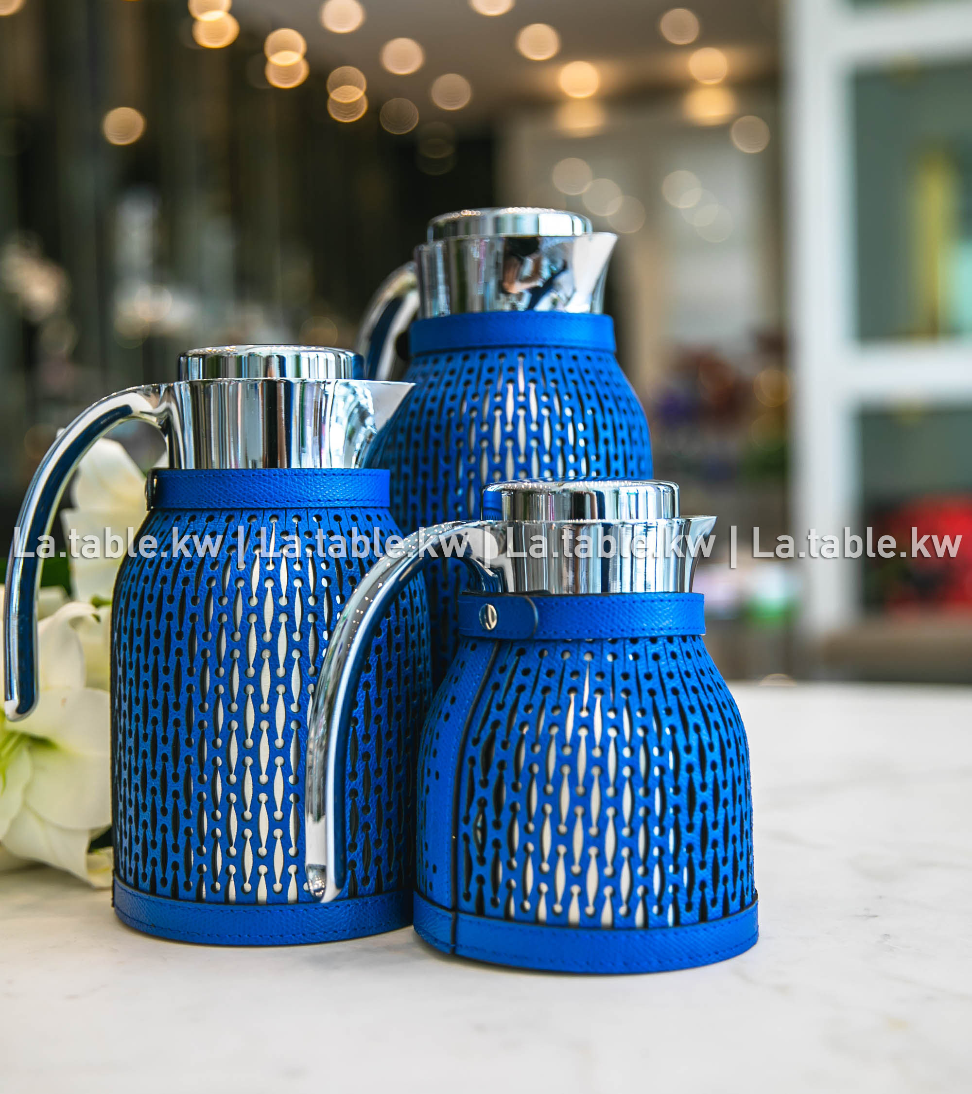 Electric Blue Diana Leather Carafe