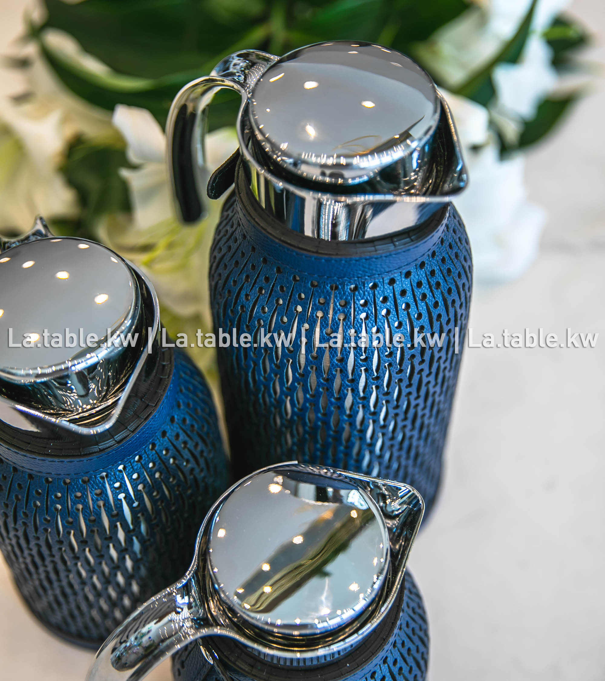 Navy Blue Diana Leather Carafe