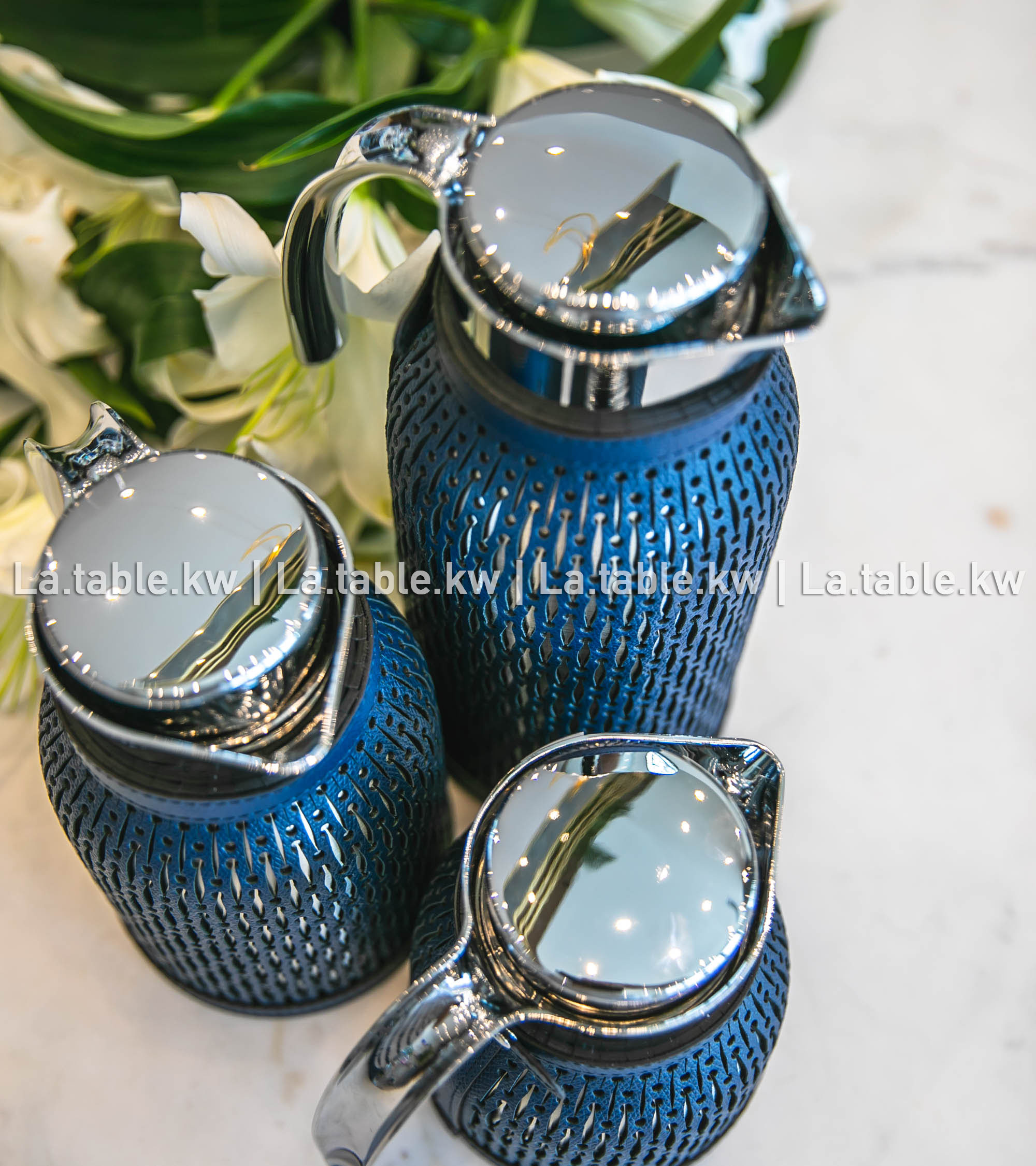 Navy Blue Diana Leather Carafe